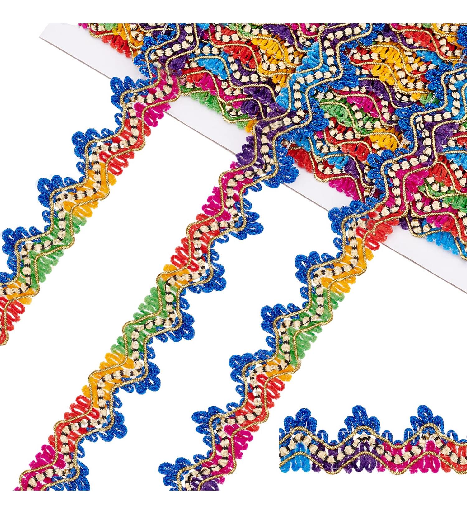 PandaHall 1 Inch Rainbow Gimp Braided Trims - 9.8 Yards Gradient Color Looped Lace Fan Trim for DIY Home Decoration and Sewing Projects - Buy Online on GoSupps.com