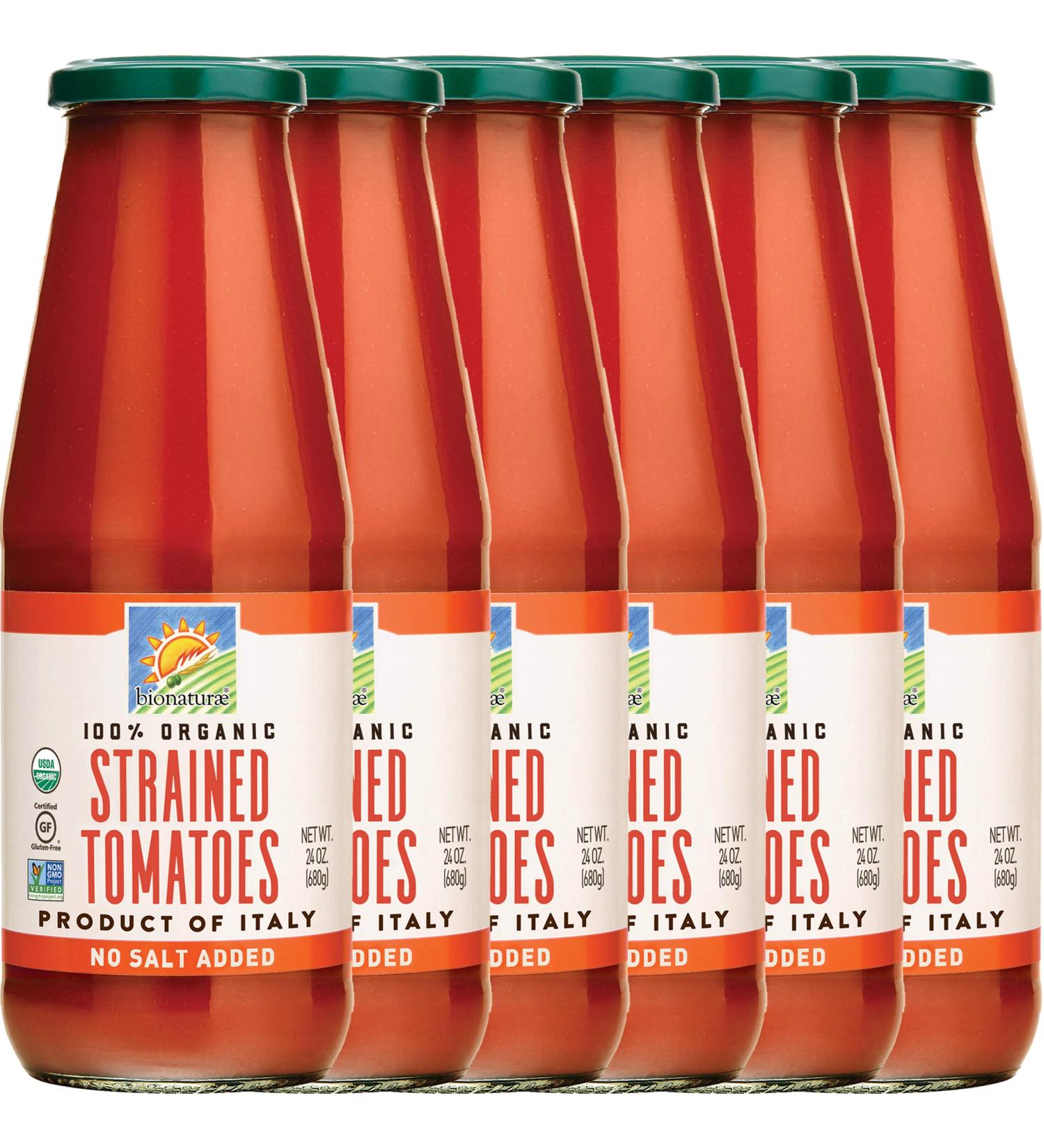 Bionaturae Organic Strained Tomatoes 24 oz (6 Pack) - Keto Friendly, Non-GMO, No Added Sugar, No Added Salt, USDA Certified, Made in Italy - Buy Online on GoSupps.com