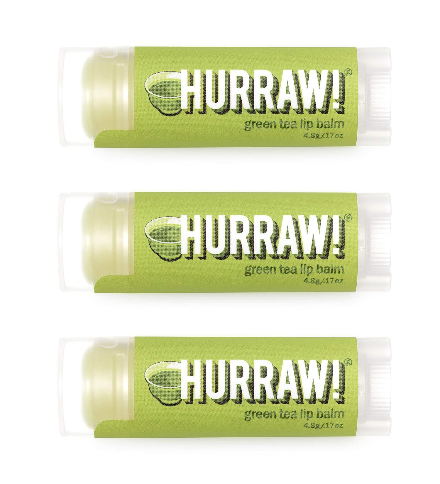 Hurraw! Green Tea Lip Balm 3 Pack: Organic Certified Vegan Cruelty and Gluten Free. Non-GMO 100% Natural Ingredients. Bee Shea Soy and Palm Free. Made in USA - Buy Online on GoSupps.com