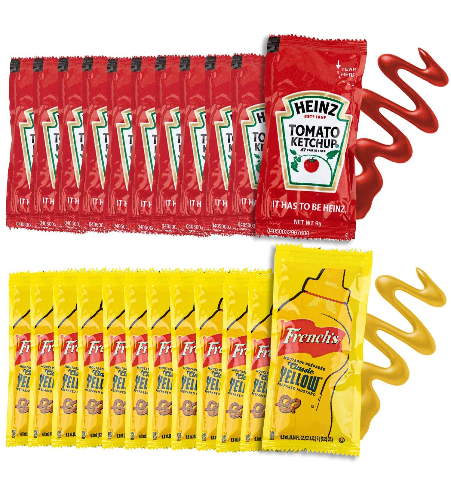 Grab-n-Go Condiment Packs - 100 Single Serve Ketchup & Mustard Packets for Picnics, BBQs, Travel & Parties - Buy Online on GoSupps.com