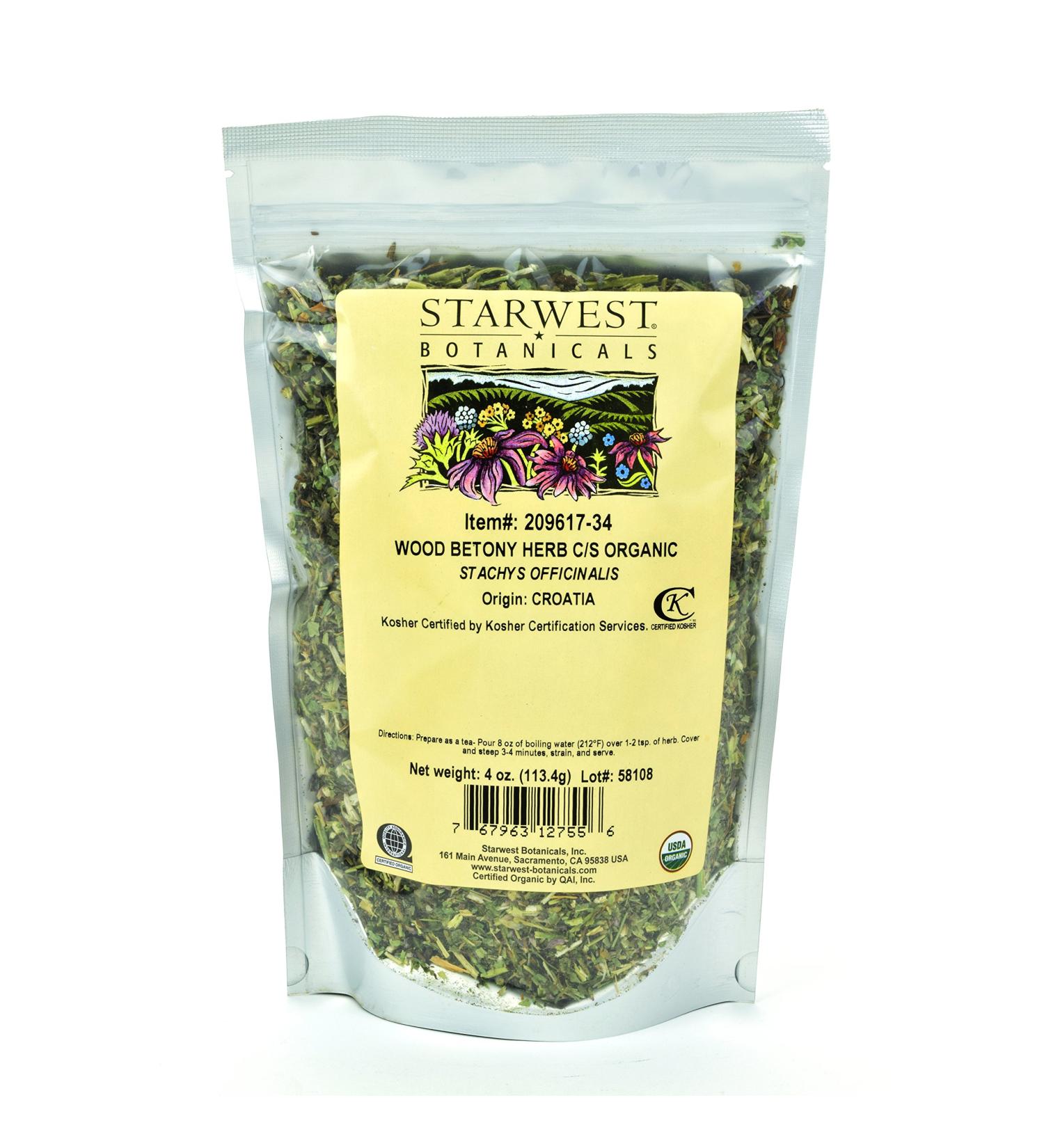 Starwest Botanicals Organic Wood Betony Herb C/S 4 Ounces
