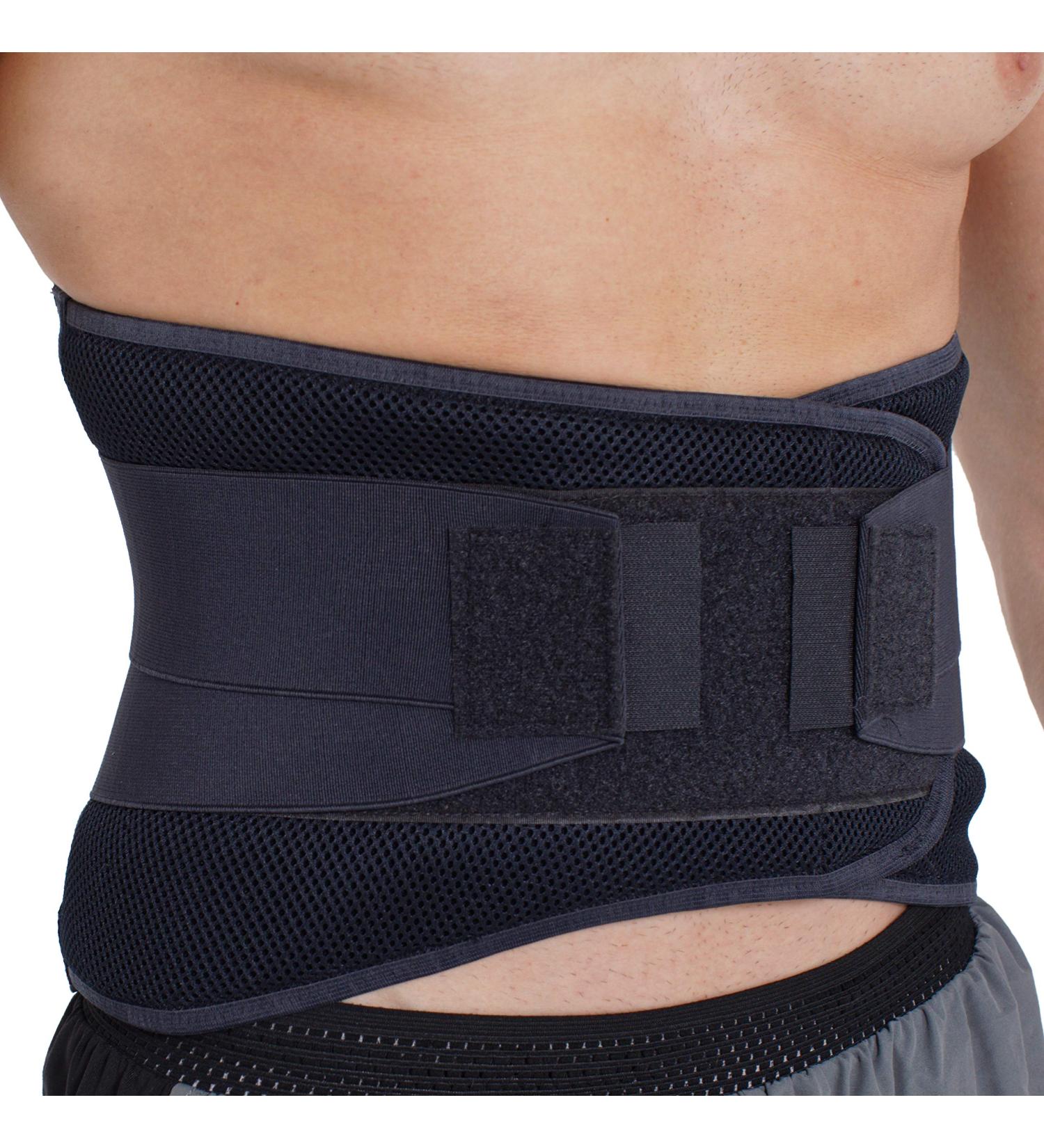 NeoTech Care Adjustable Compression Wide Back Brace Lumbar Support Belt - Size L (Charcoal) | Best Support for Lumbar Pain Relief - Buy Online on GoSupps.com