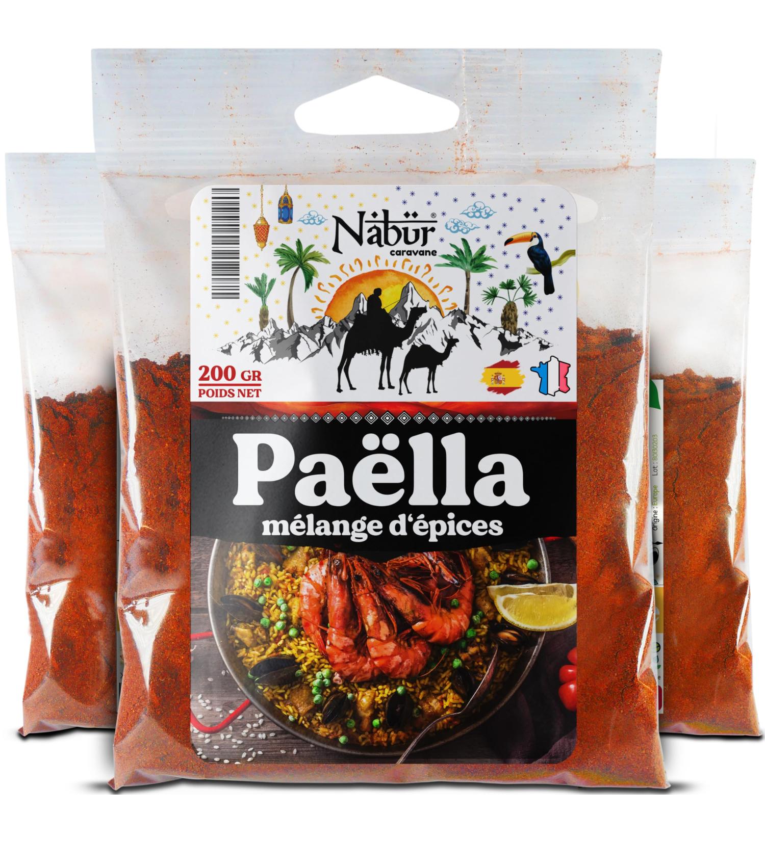 Nab r - 200gr pices Paella Recette espagnole Sans Gluten M lange d' pice pour Paella Contient colorants E-102 E110 200 gr - Buy Online on GoSupps.com