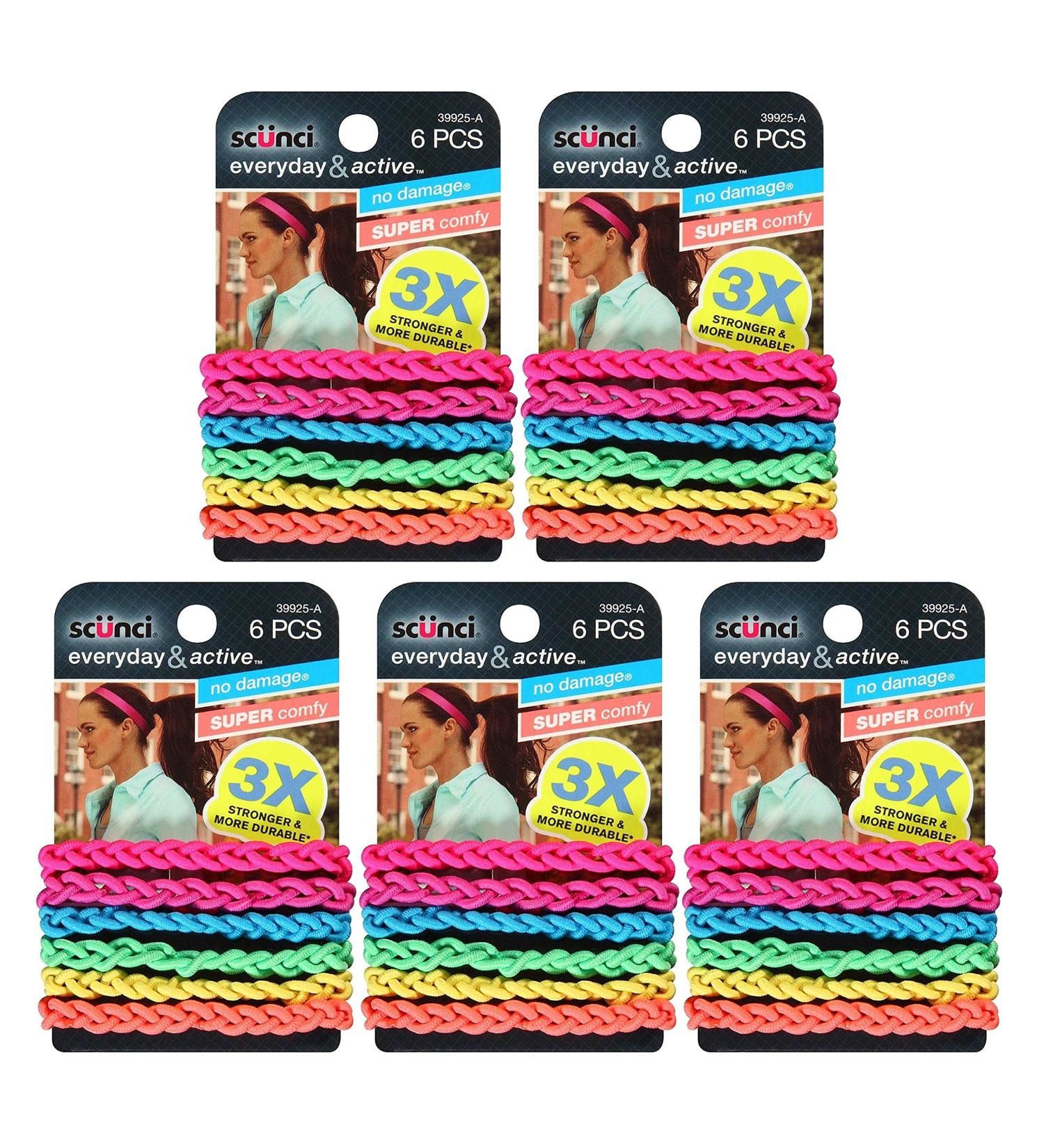 Scunci Everyday and Active Strand Elastics - 6 Assorted Colors, 30-Pcs Total - Buy Online on GoSupps.com