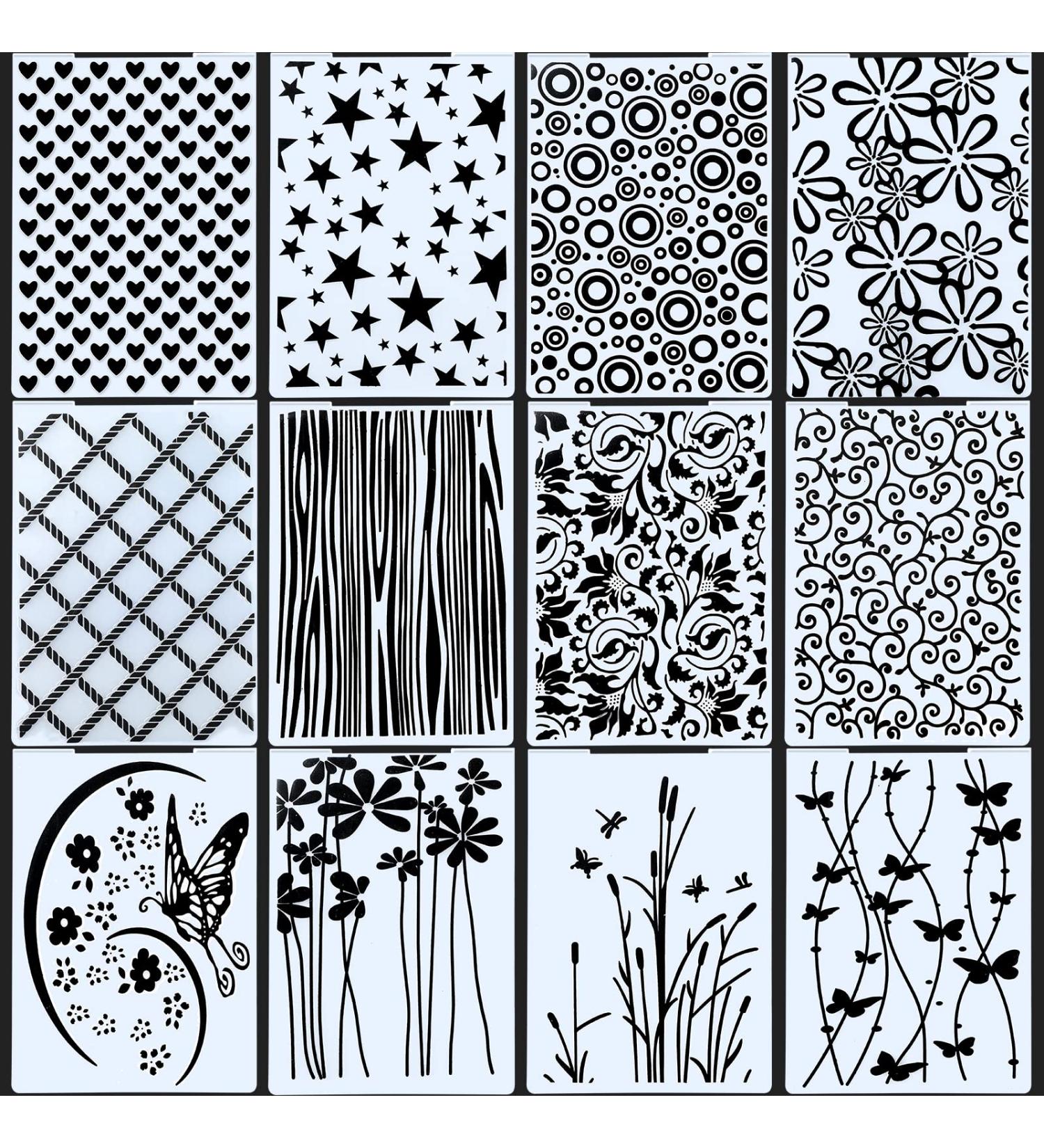 12-Piece Butterfly Star Embossing Folders DIY Craft Stencil Set | Paper Card Decorating Mold for Scrapbook Album Making | 11.7 x 3.9 Inch - Buy Online on GoSupps.com
