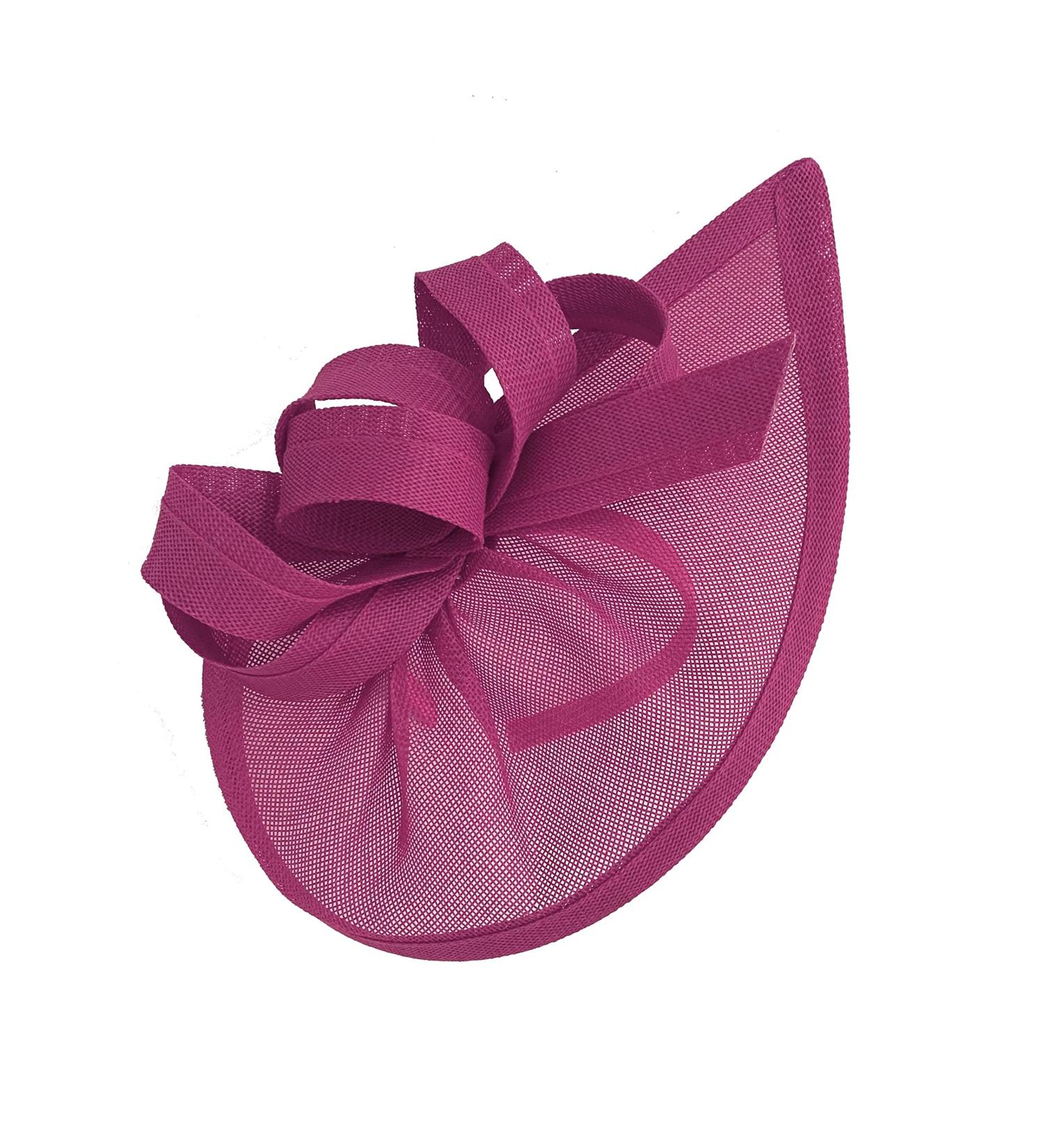 Caprilite fascinator hat with moon and headband for weddings horse racing tailor-made sinamay discs unit size Fuchsia Pink