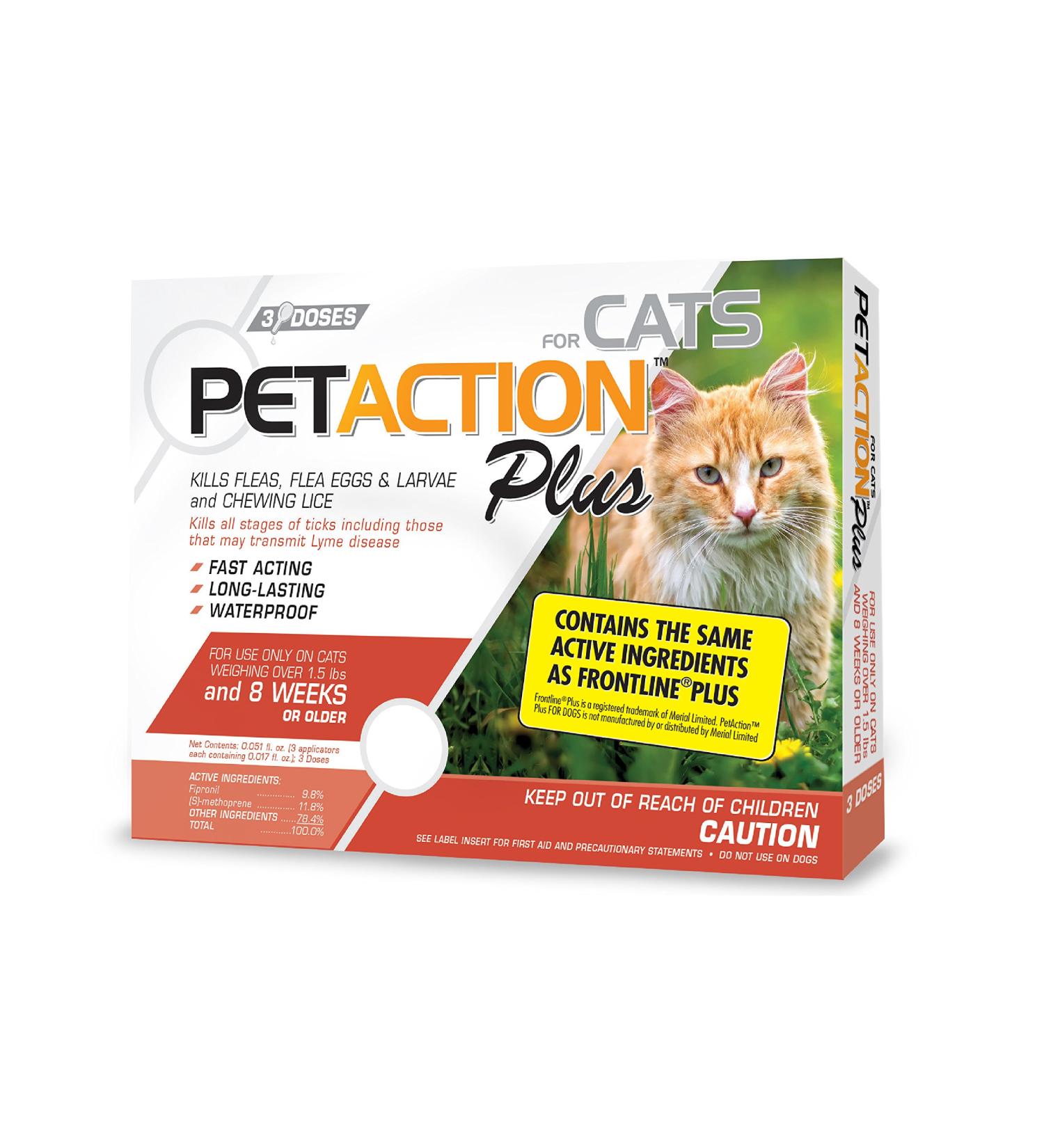PetAction Plus For Cats - 3 Doses (0.017 fl oz Each) | Flea & Tick Prevention - Buy Online on GoSupps.com