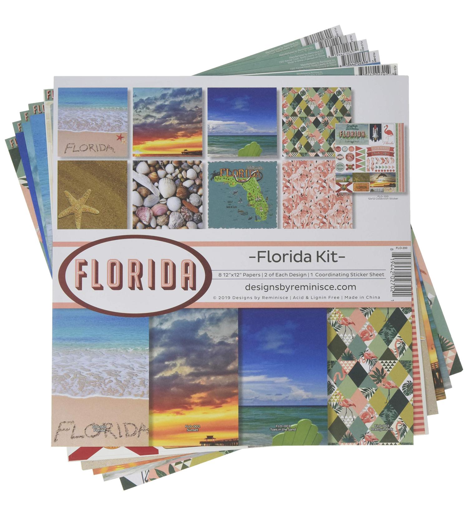 Reminisce Florida Scrapbook Collection Kit, Multi Color Palette