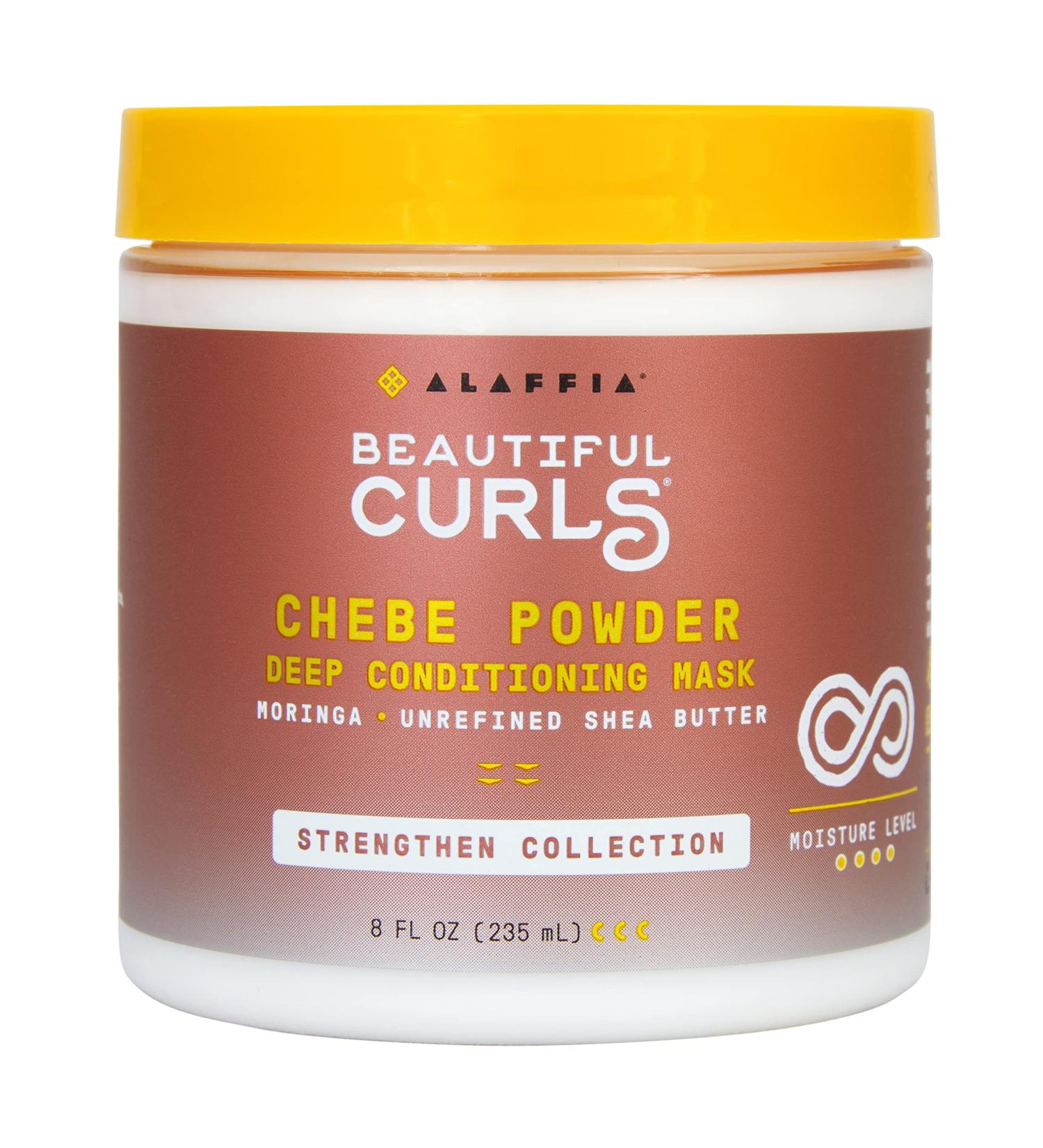 Alaffia Beautiful Curls Chebe Powder Deep Conditioning Hair Mask 8oz - Healthy Hair Growth & Thick Curly Hair Products with Shea Butter, Vitamin E, Moringa - Strengthen Collection - Buy Online on GoSupps.com
