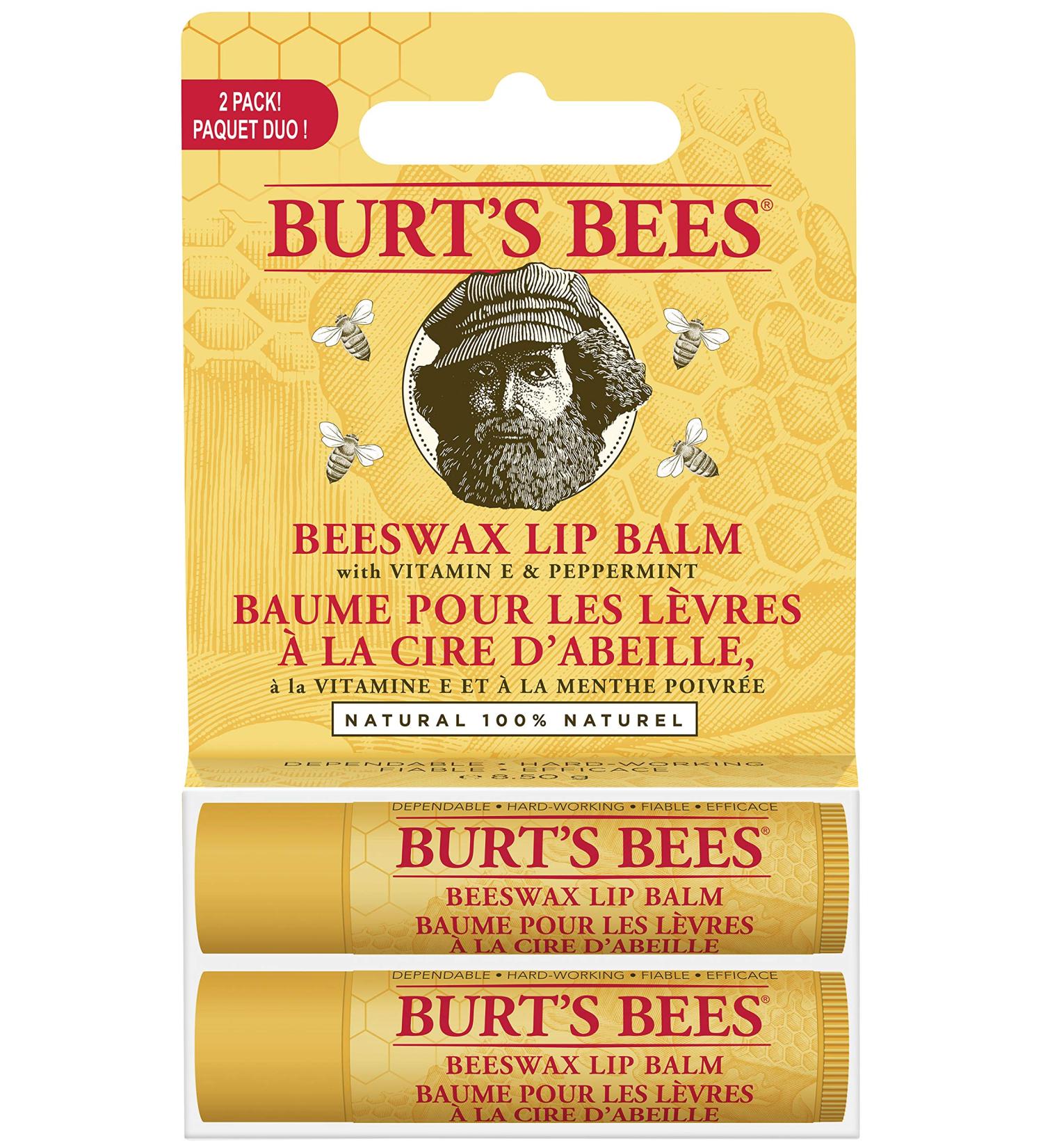 Burt's Bees 100% Natural Moisturizing Lip Balm Beeswax - 2 Tubes 2 Count Value Pack - Buy Online on GoSupps.com