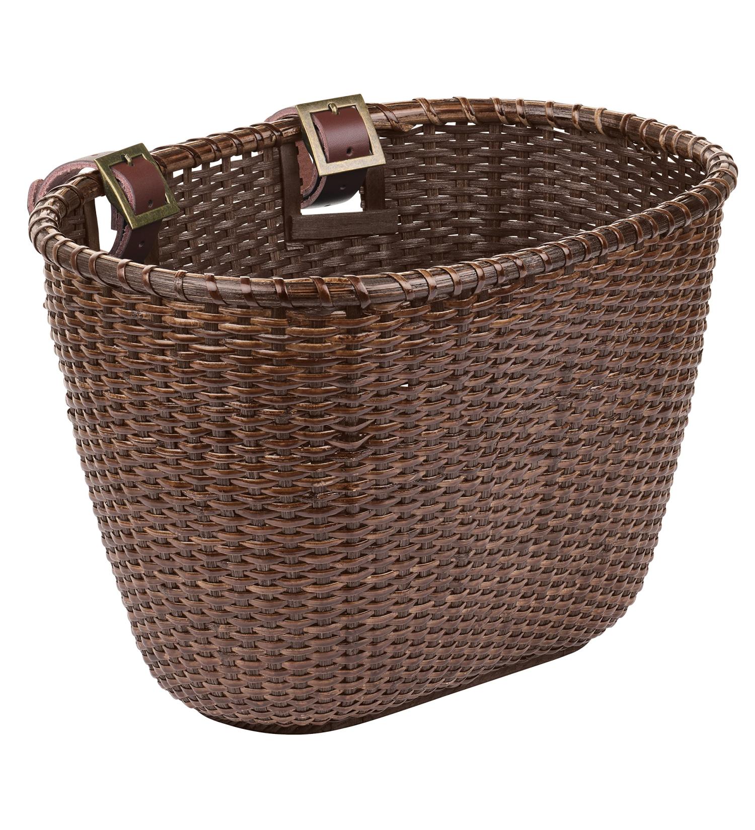 Retrospec Oval Dreamcatcher Basket with Leather Straps, Brass Buckles - Dark Stain - Buy Online on GoSupps.com