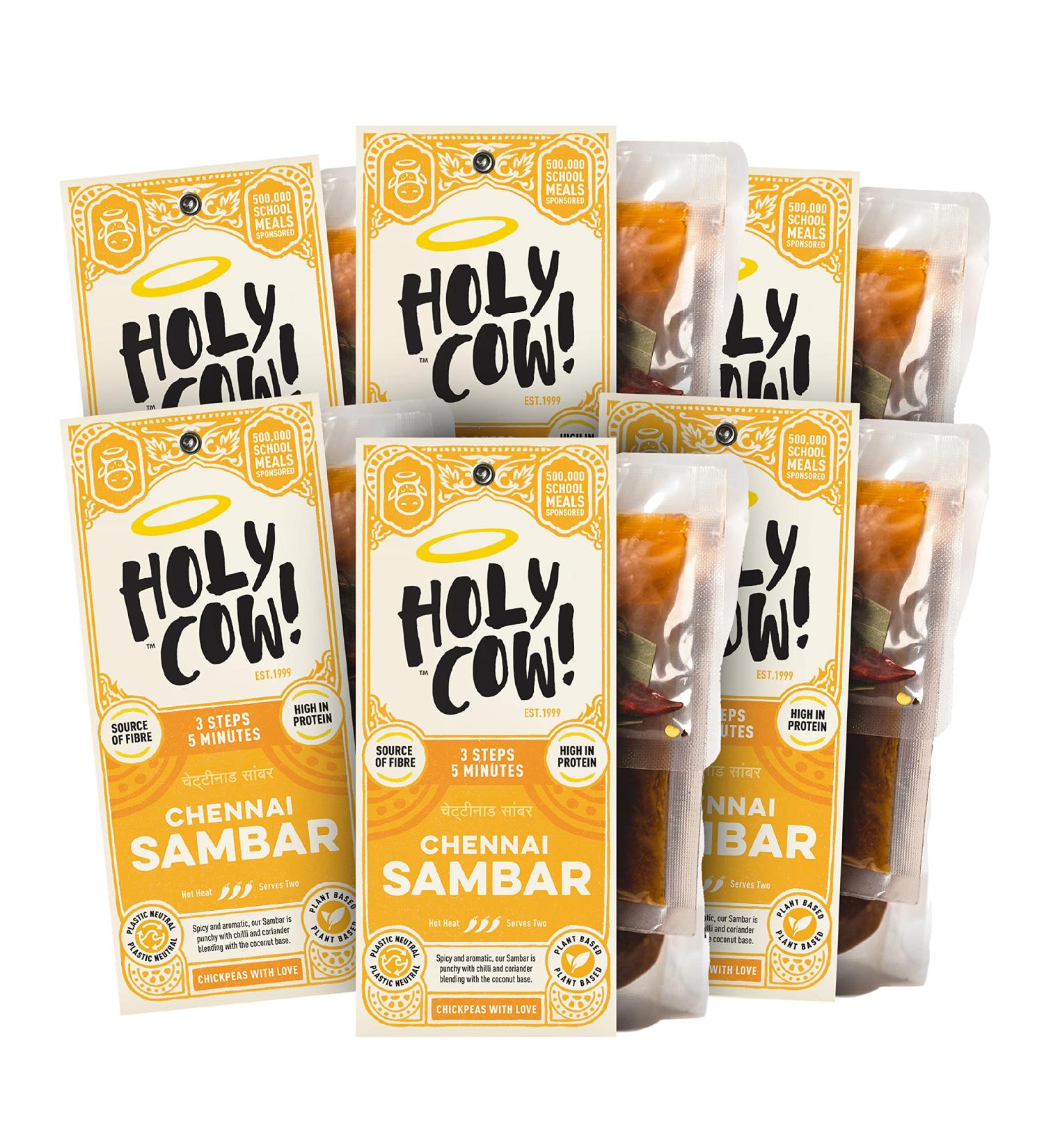 Holy Cow! Daal Curry Kit (5 x 400g) Sambar Dahl Gluten Free Vegan Curry Kit Indian Snacks Indian Ready Meals Yellow Lentils - Buy Online on GoSupps.com