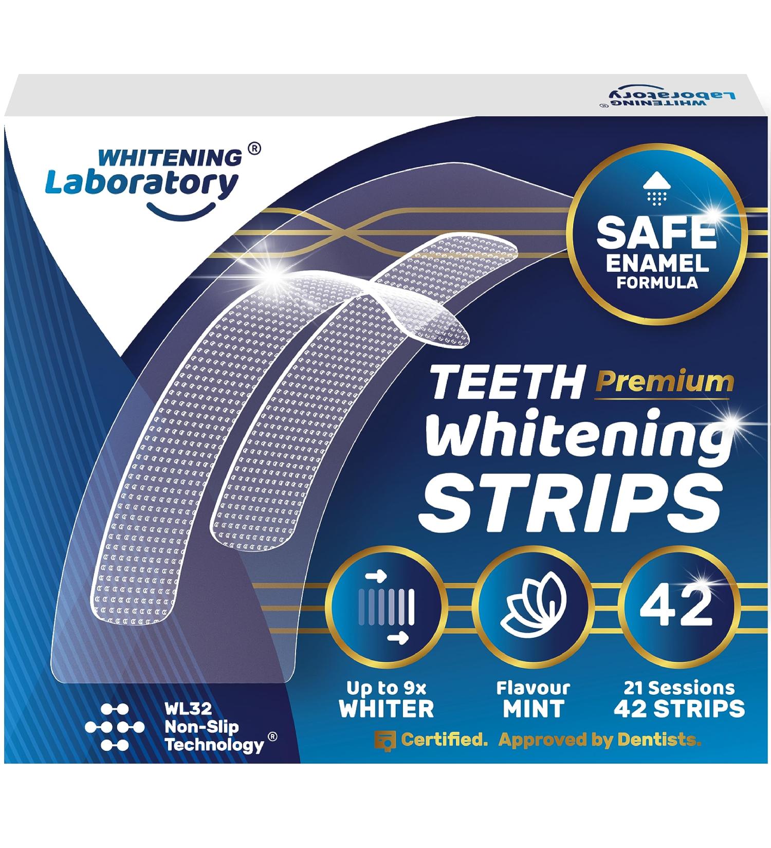 Premium Peroxide-Free Teeth Whitening Strips - 21 Sessions for Deep Stain Removal and Enamel-Safe Results - Buy Online on GoSupps.com