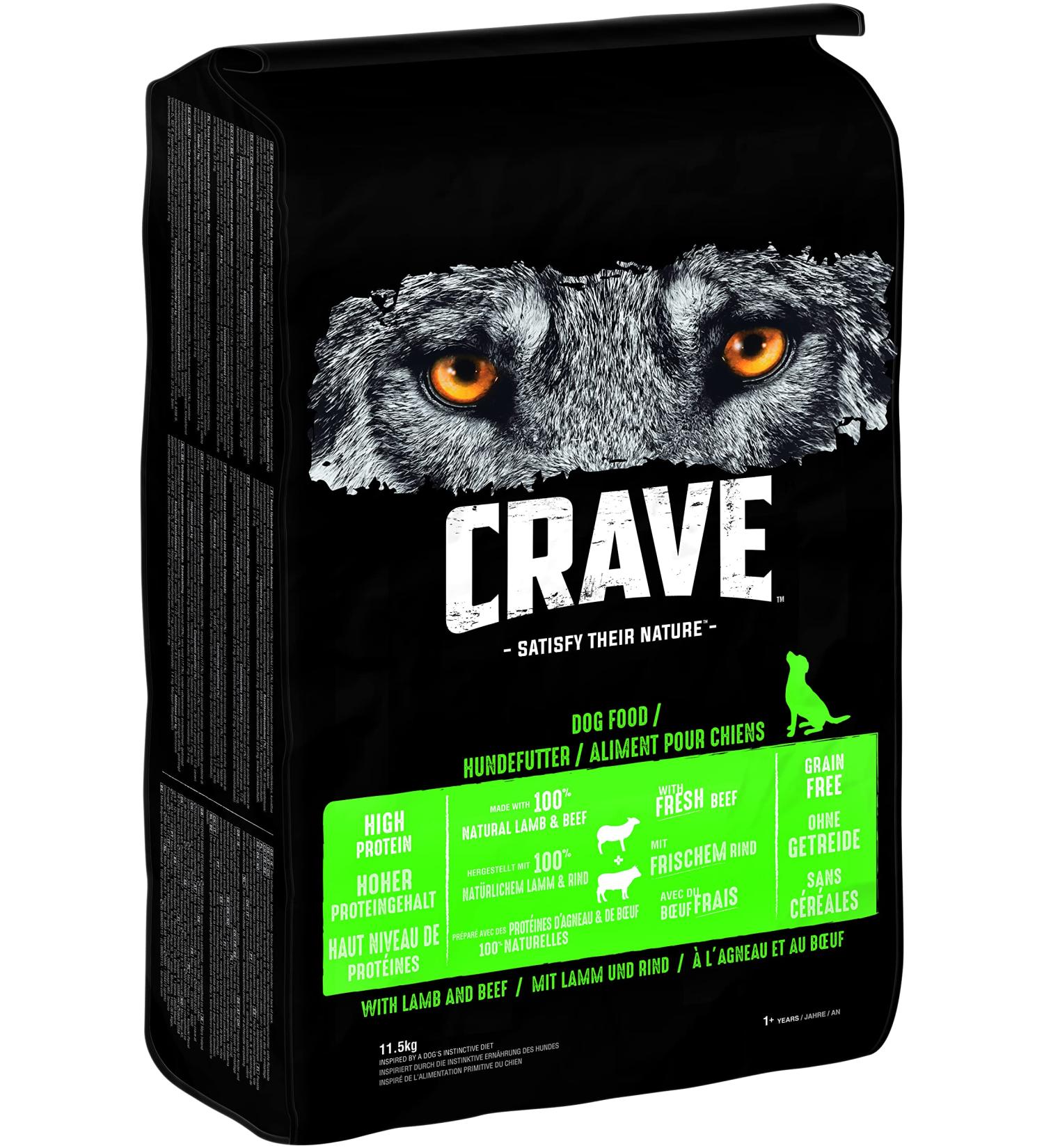 Crave Adult Dry Dog Food with Lamb & Beef 11.5kg - High Protein Grain-Free 100% Natural Ingredients - Premium Quality Pet Nutrition - Buy Online on GoSupps.com
