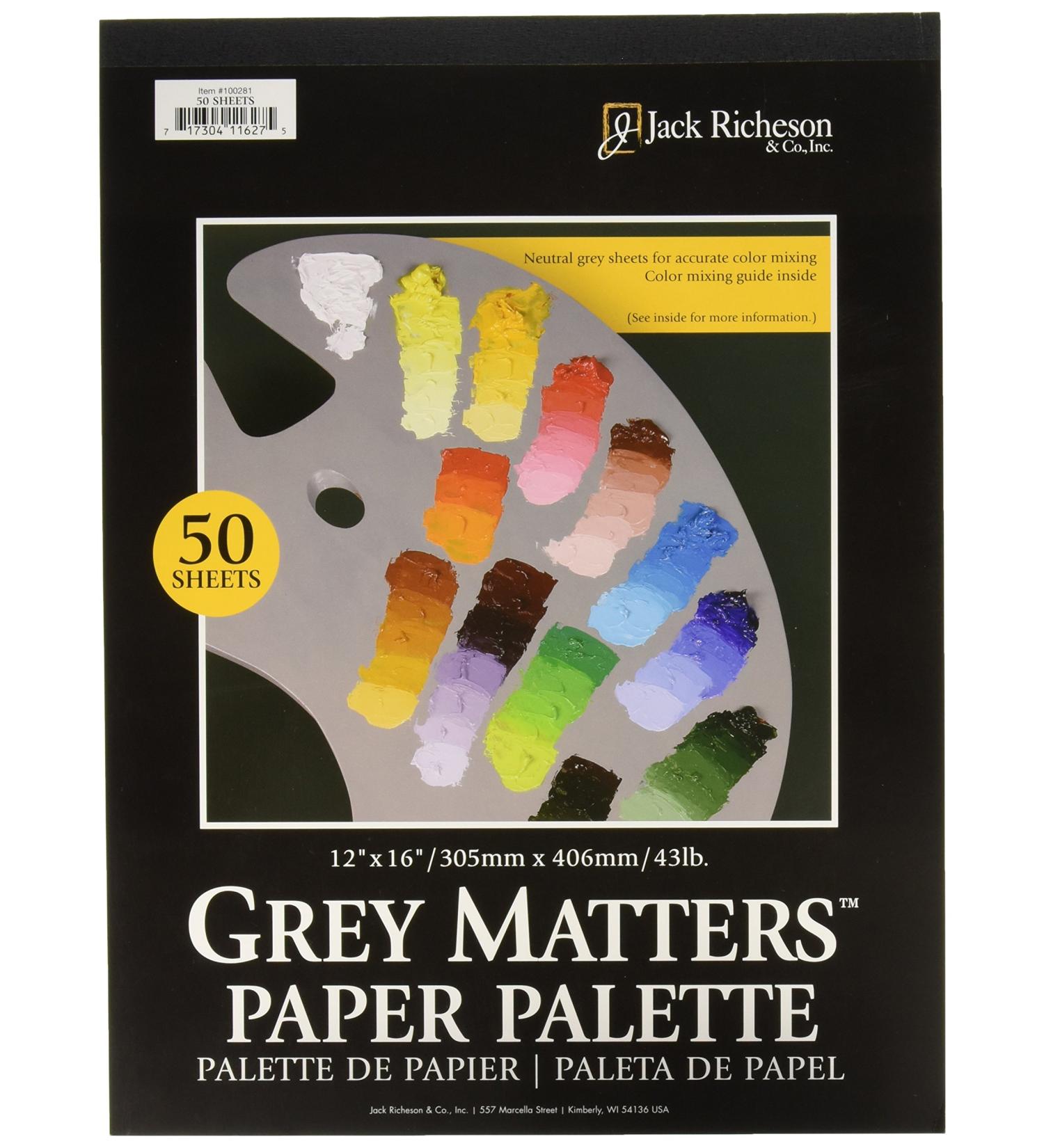 Jack Richeson Grey Matters Paper Palette, 12 by 16-Inch, 50 Sheets - JACK-100281