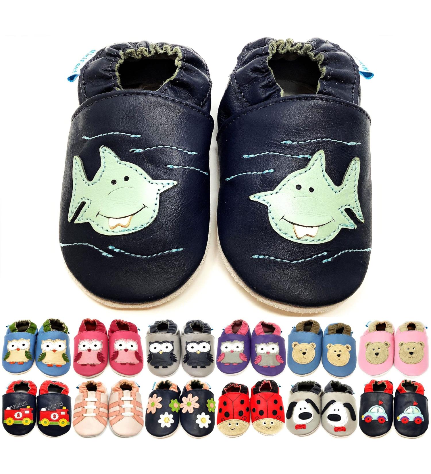 MiniFeet Premium Soft Leather Baby Shoes - Buy 4 Pairs, Get 1 Free! | Toddler Shoes 0-6 Months to 4-5 Years - Shark Design - Buy Online on GoSupps.com