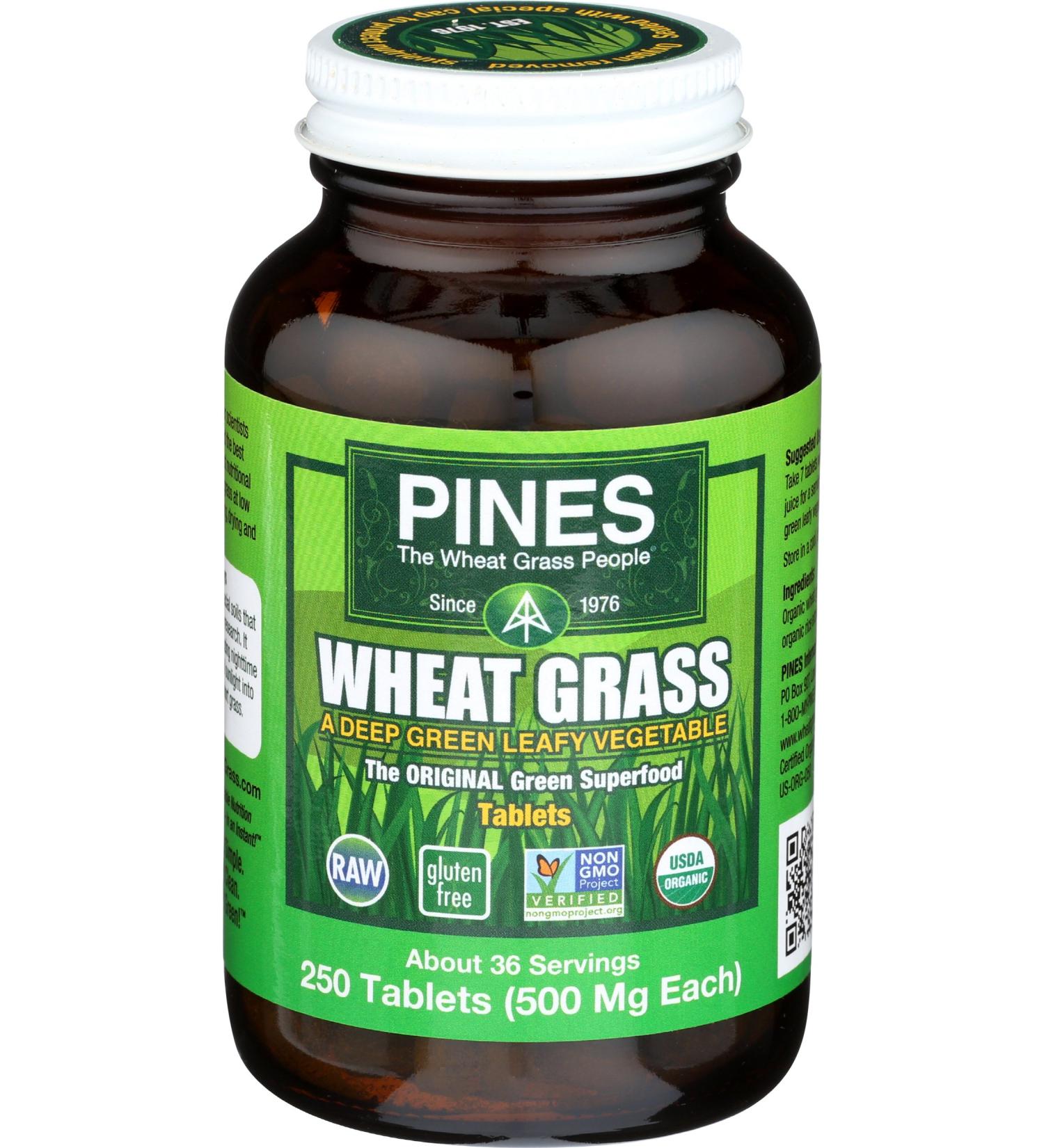 PINES Organic Wheat Grass Tablets - 250 Count | Featured in Ocean's 8 - Buy Online on GoSupps.com