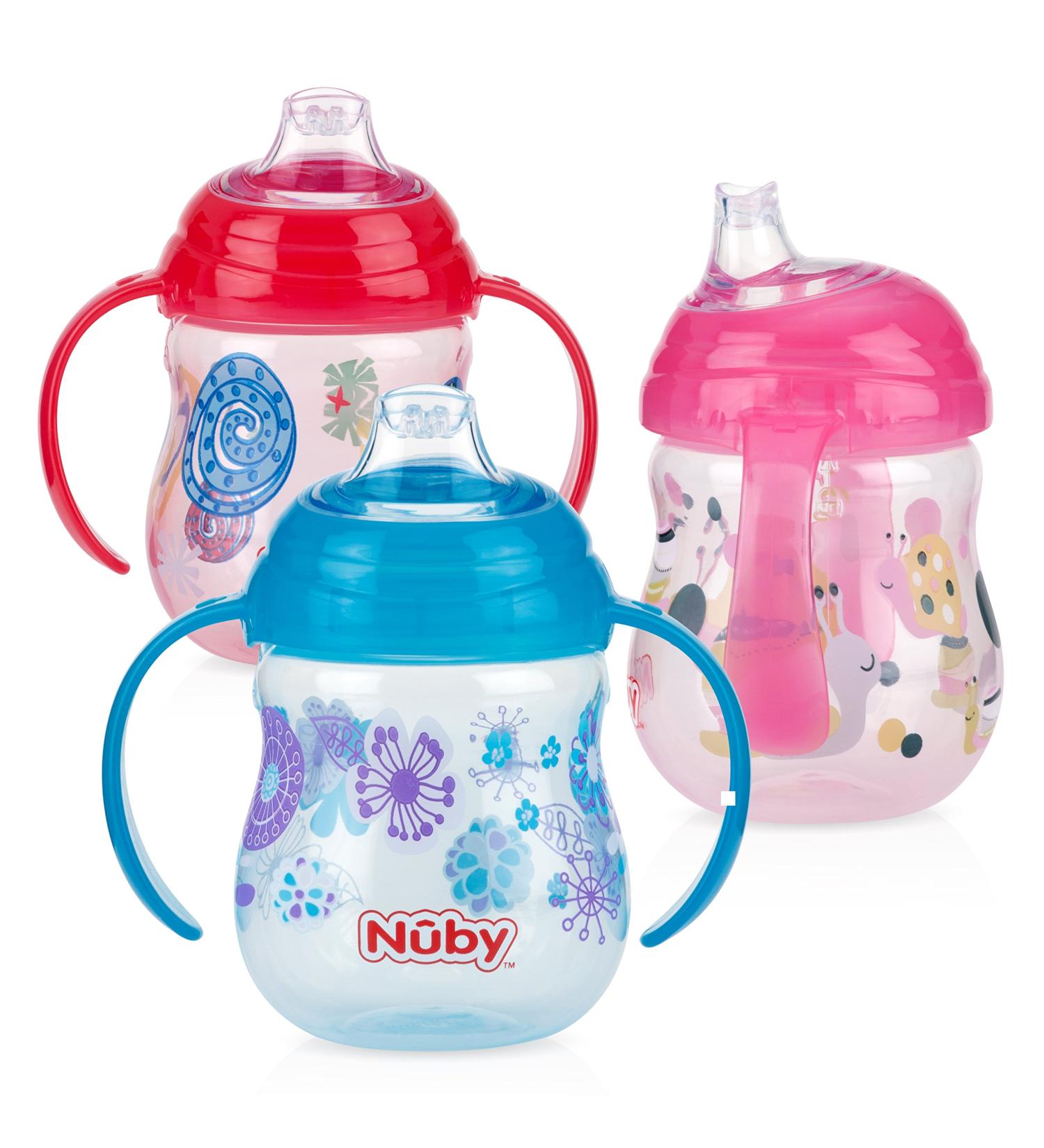 Nuby 3 Piece Grip N' Sip Cup  Pink/Red/Aqua - Buy Online on GoSupps.com