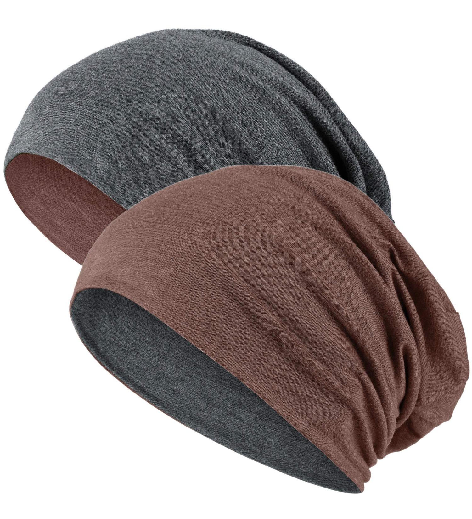 Hatstar 2in1 Reversible Women Beanie | Soft Cotton Winter Hat for Ladies & Men | Dark Gray/Brown Mottled - Buy Online on GoSupps.com