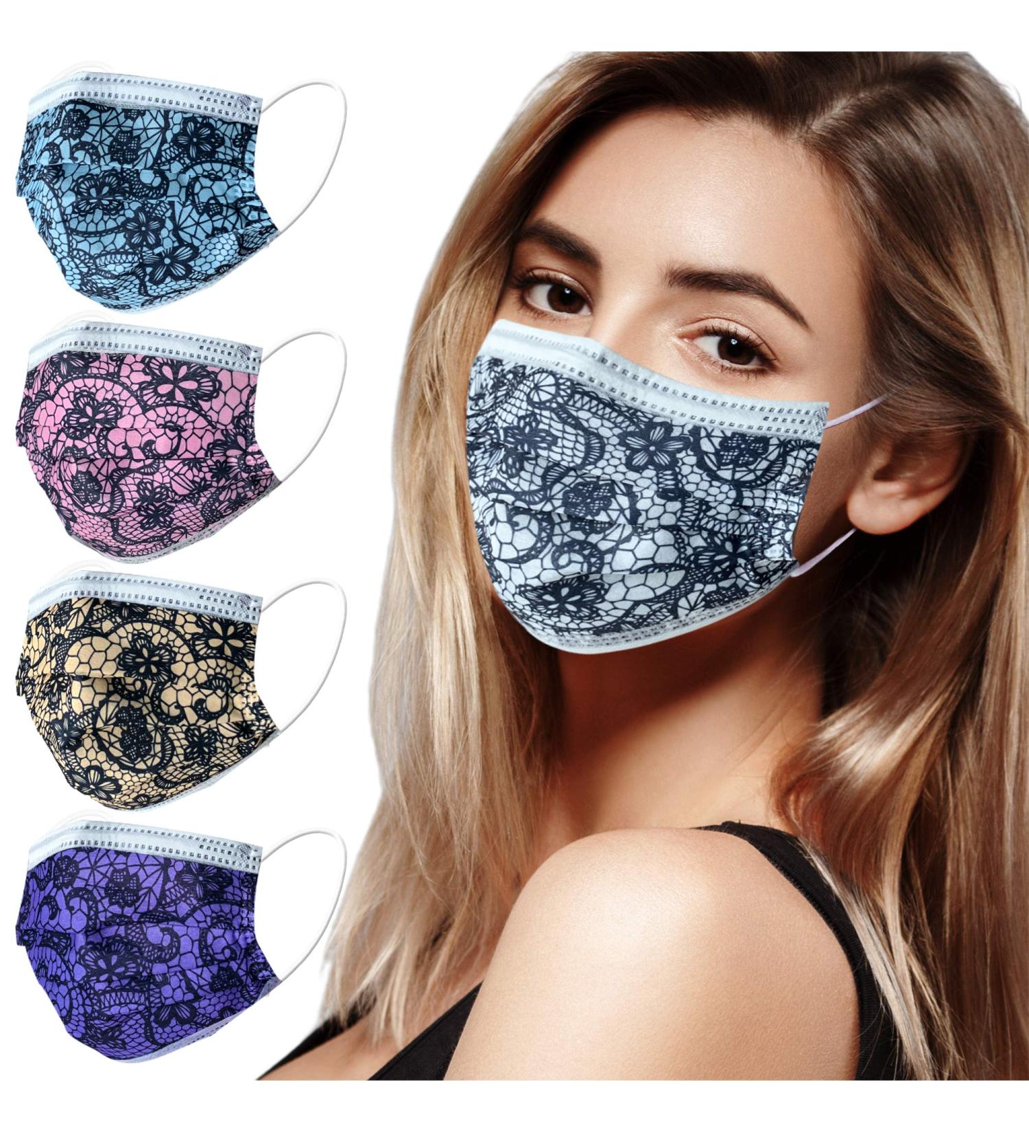 Individually Wrapped Cute Printed Disposable Face Masks for Adults - 50Pcs L-multicolor - Buy Online on GoSupps.com