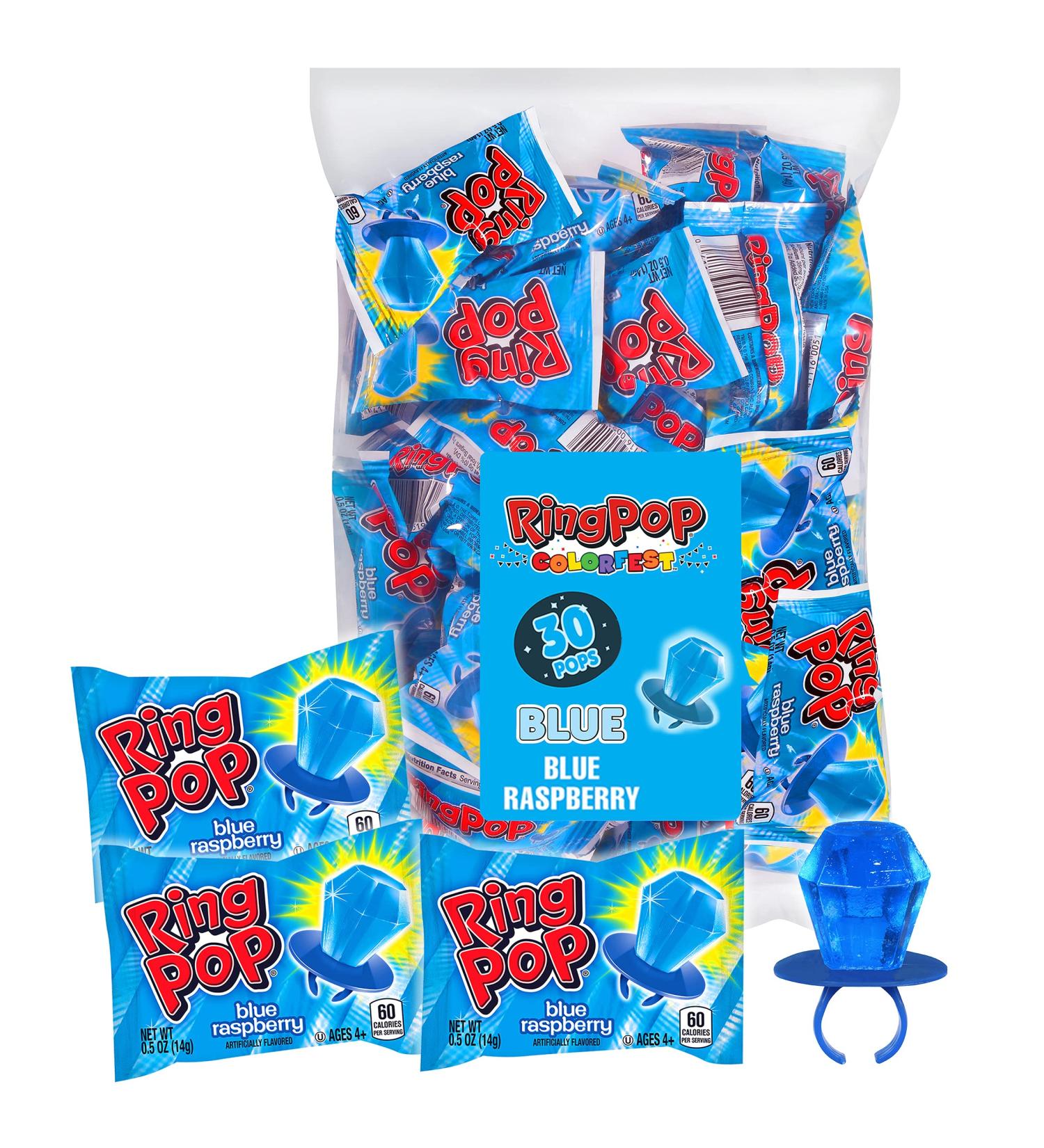 Ring Pop Halloween Blue Raspberry Party Pack - 30 Count Individually Wrapped Candy Lollipop Suckers for Halloween Parties and Trick-or-Treating - Buy Online on GoSupps.com