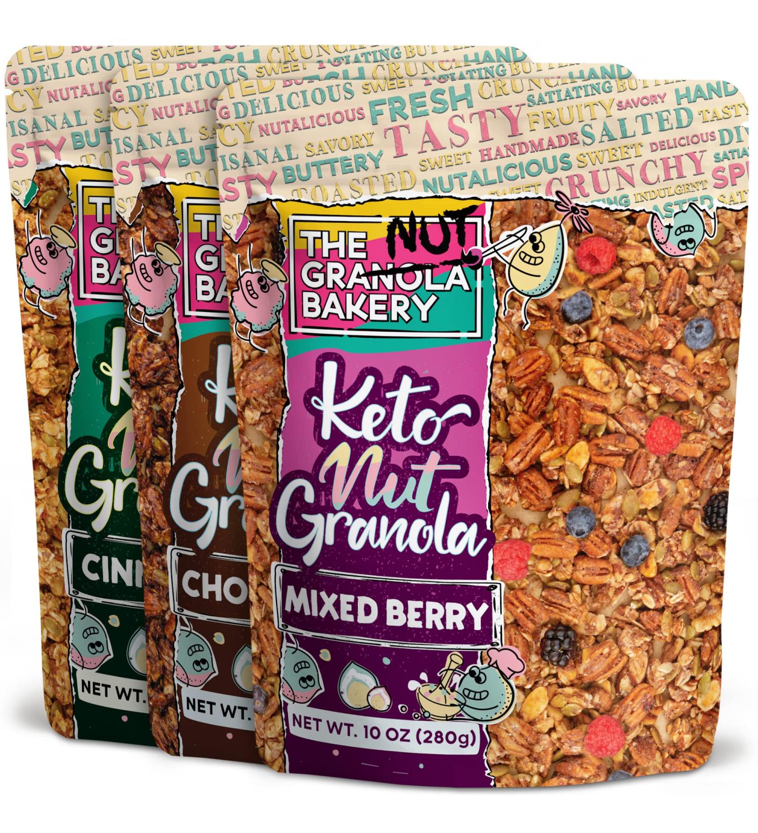 The Granola Bakery Cinnamon Chocolate Berry Nut Keto Granola Cereal 10 oz (Pack of 3) | Low Carb, Sugar Alcohol Free Snack - Buy Online on GoSupps.com