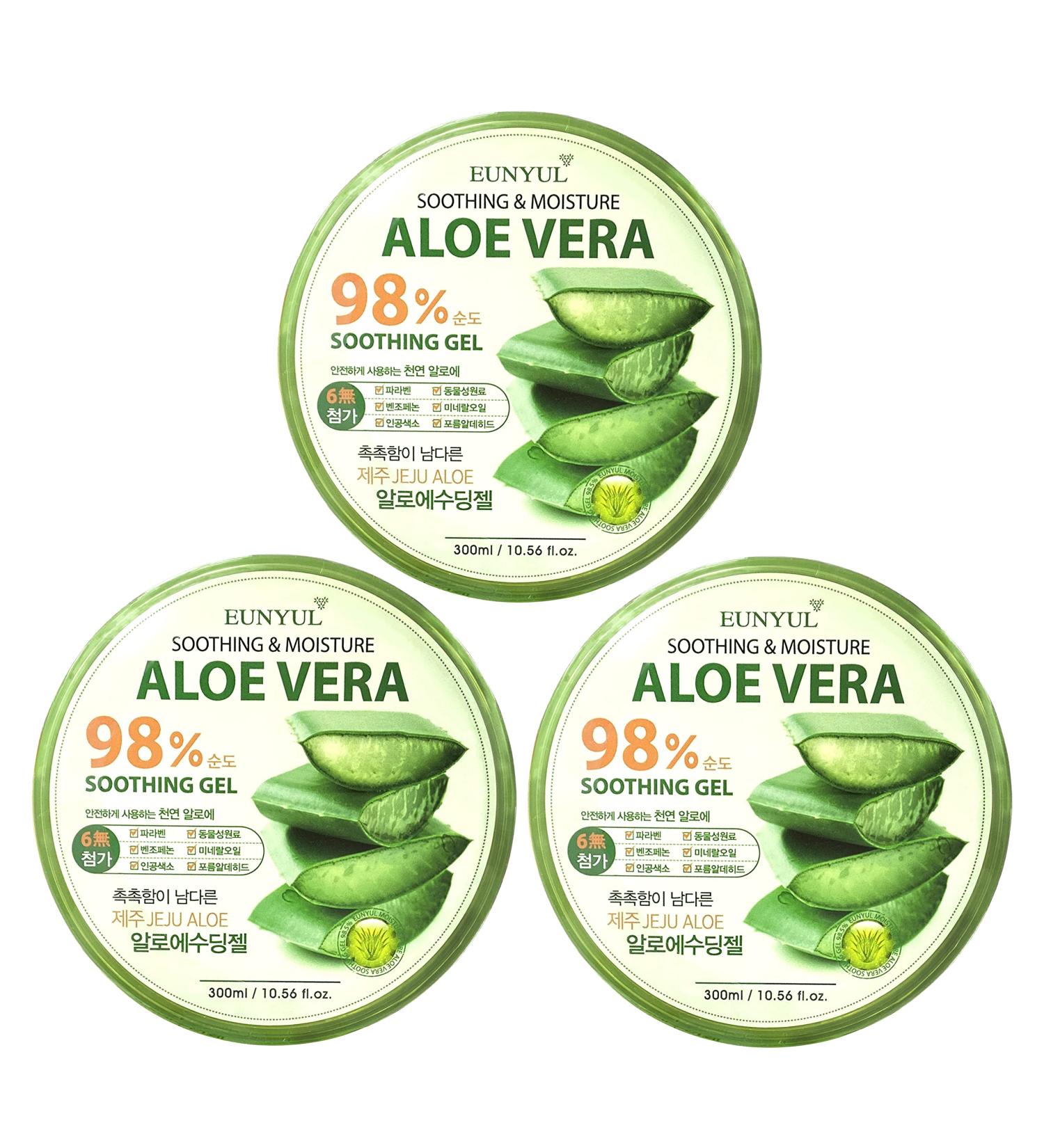 EUNYUL Pack of 3 Aloe Vera Soothing Gel 98% - 10.14 fl. oz. x 3 ea | Korean Skin Care Cosmetics for Soothing/Moisturizing | After Sunburn Soothing Gel - Buy Online on GoSupps.com