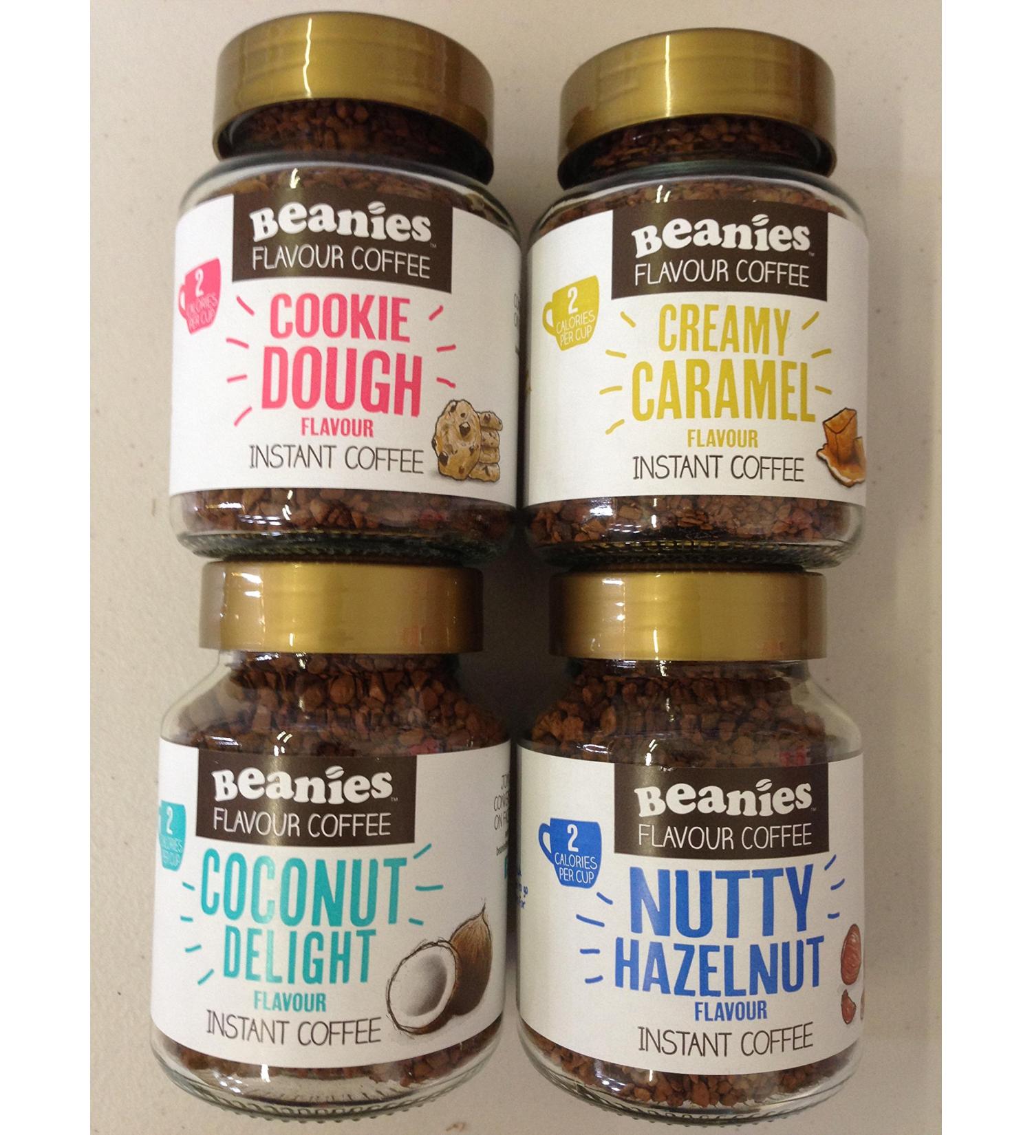 Beanies Special 4 x 50g Jars ( Cookie Dough Creamy Caramel Coconut Delight Nutty Hazelnut)