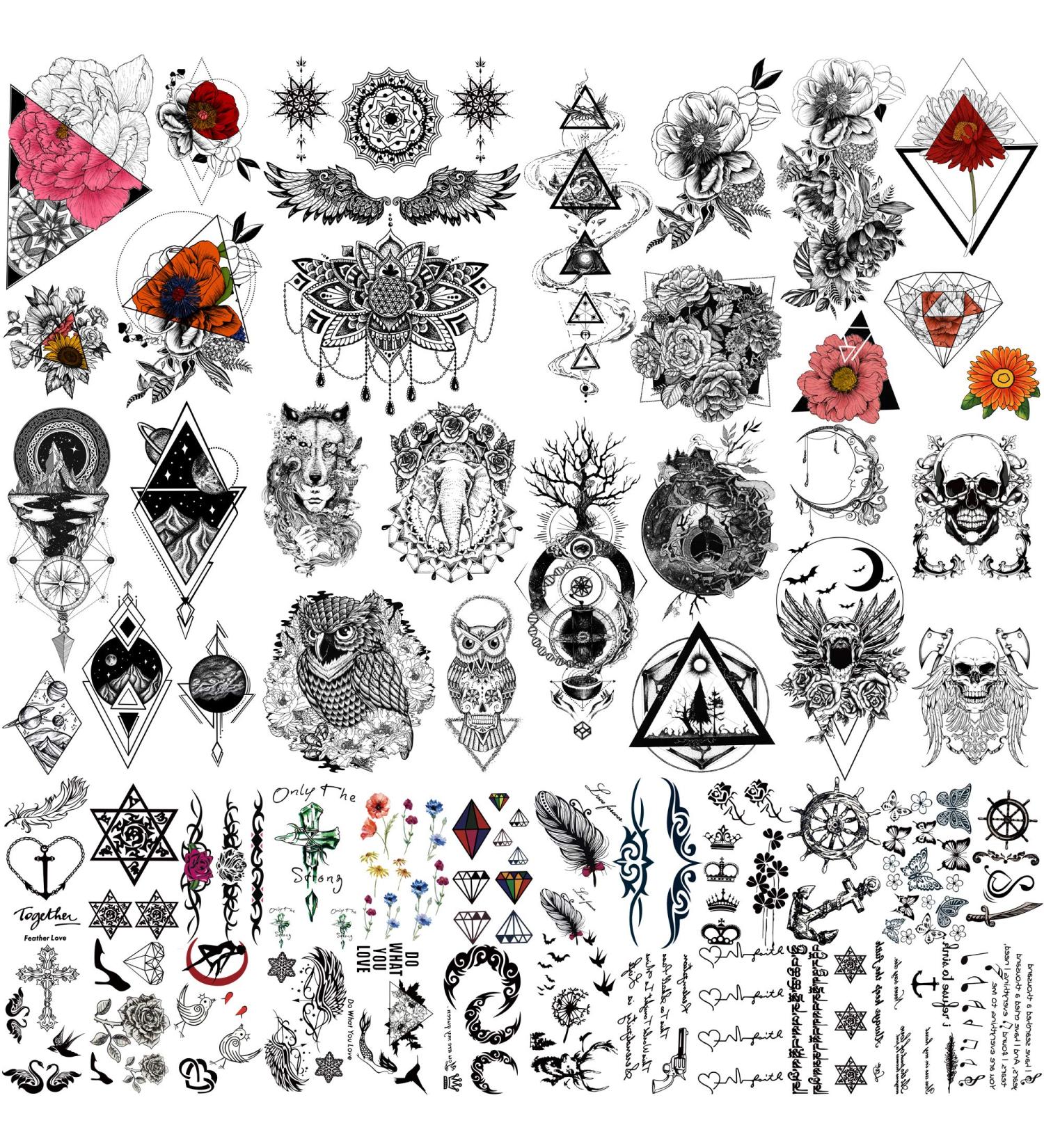 Yazhiji 32 Pieces Totem Flower Rose Temporary Tattoo Stickers for Men, Women, Boys, and Girls - Sexy Body Art, Big Arm Tower, Sunflower Design - Buy Online on GoSupps.com