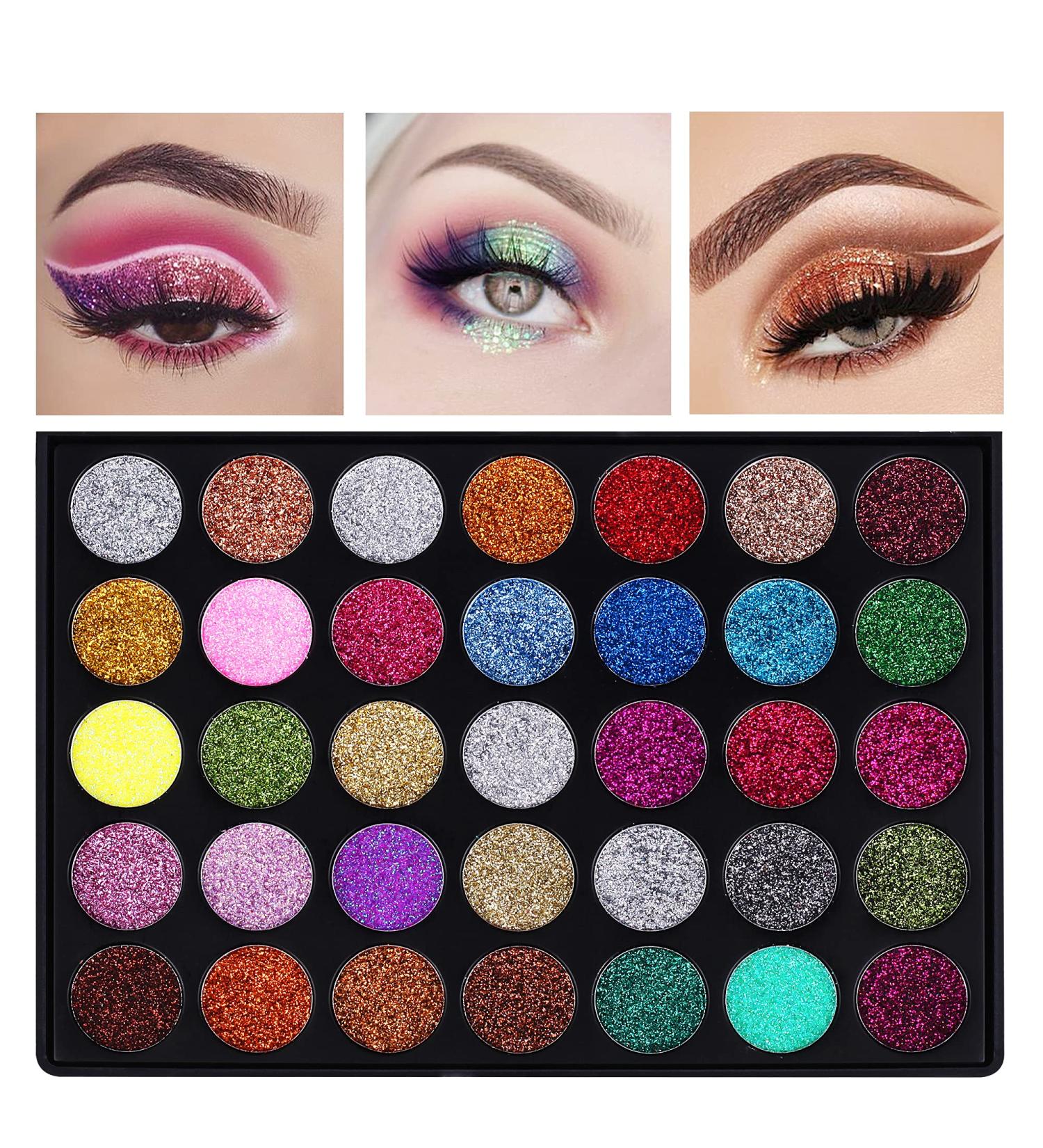 MEICOLY 35 Colors Glitter Eyeshadow Palette - Long Lasting, Waterproof, Pressed Pigmented Minerals for Shimmer Eye Makeup - 35 Shades in 01 Palette - Buy Online on GoSupps.com