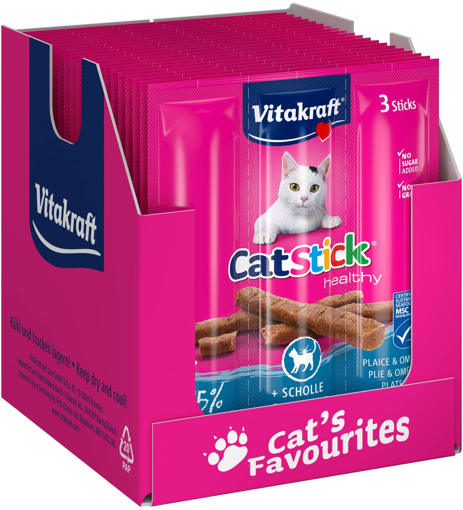 Vita Power Cat Stick Treats - Healthy Meaty Mini Sticks with Plaice & Omega 3 for Gorgeous Fur | 20 Pack - Buy Online on GoSupps.com