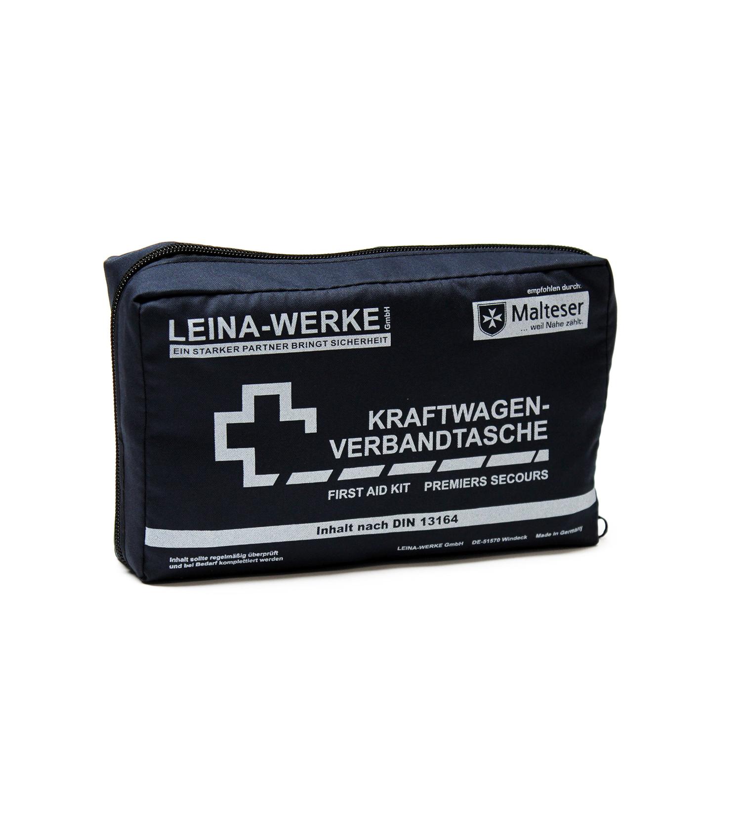 LEINA-WERKE 11001 Car first aid kit Compact - blue Blue/White Print White print