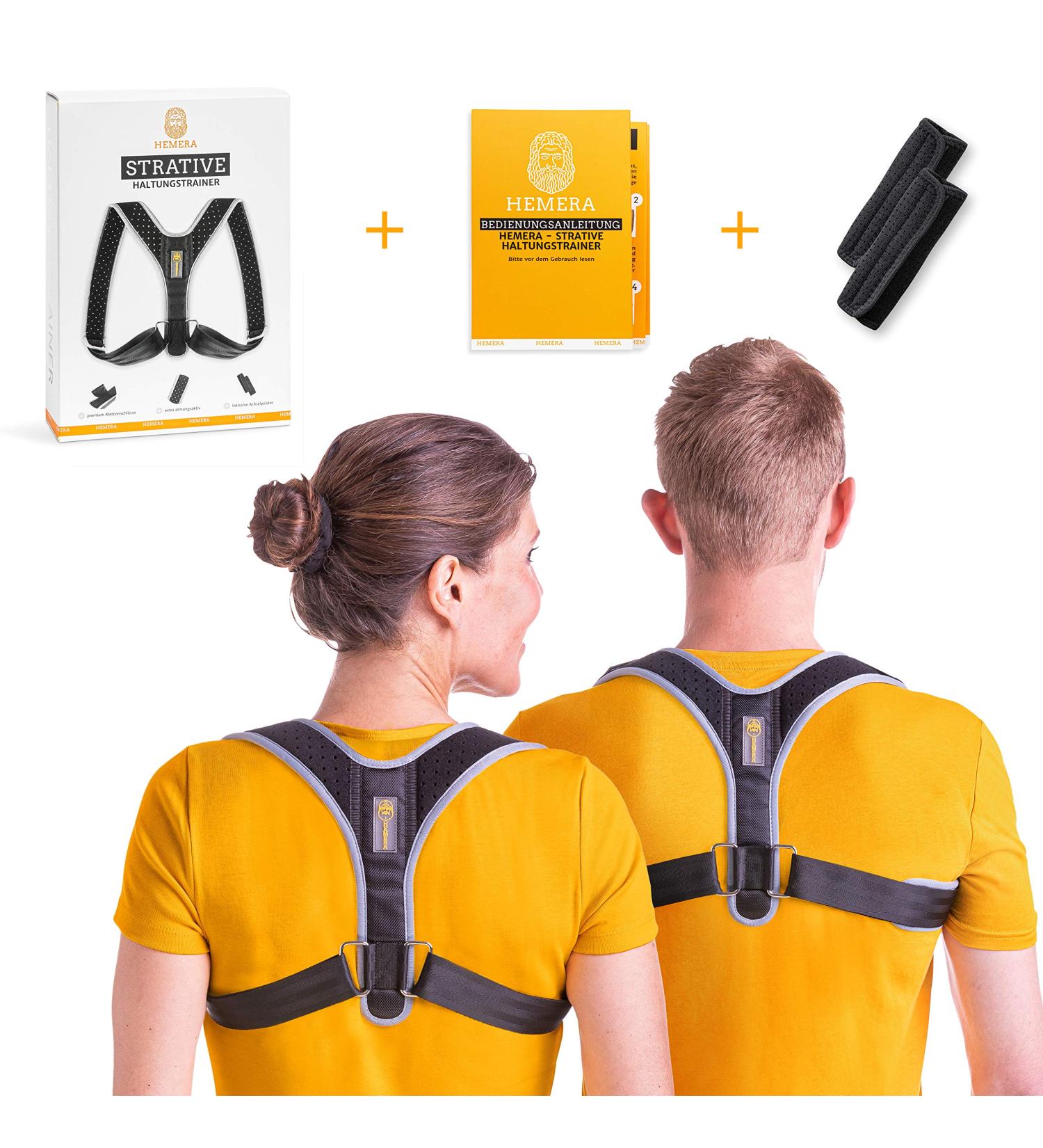 HEMERA Posture Corrector for Back Neck & Shoulder Pain Black XS-M | Ultimate Back Support Against Tension - Buy Online on GoSupps.com