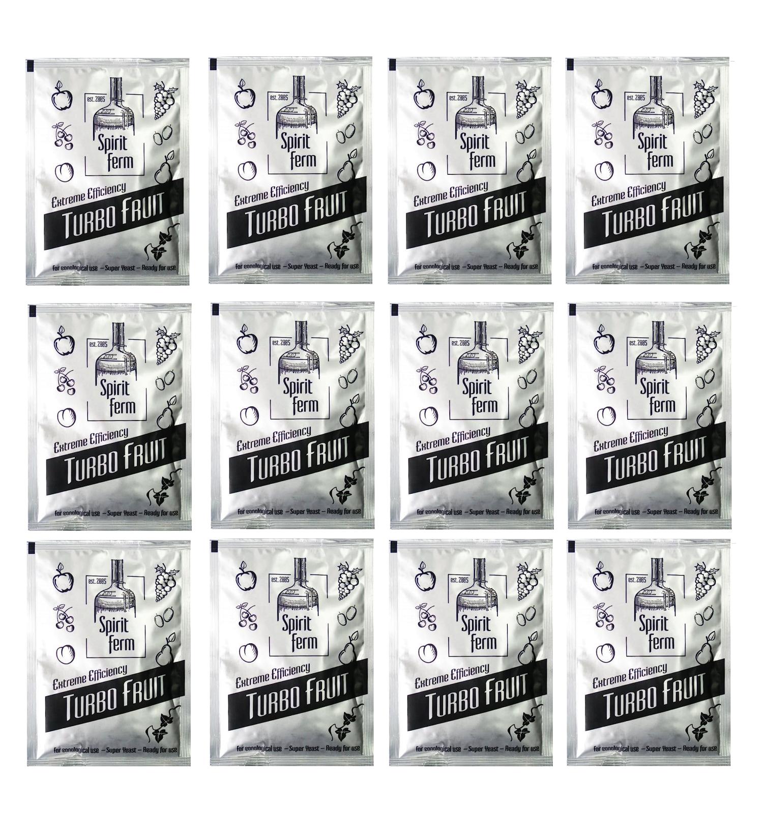 12 x Turbo Yeast - Turbo Fruit 40g, Yeast for Fruit Fermentation, Yeast Distillers Yeast, Spirit Yeast