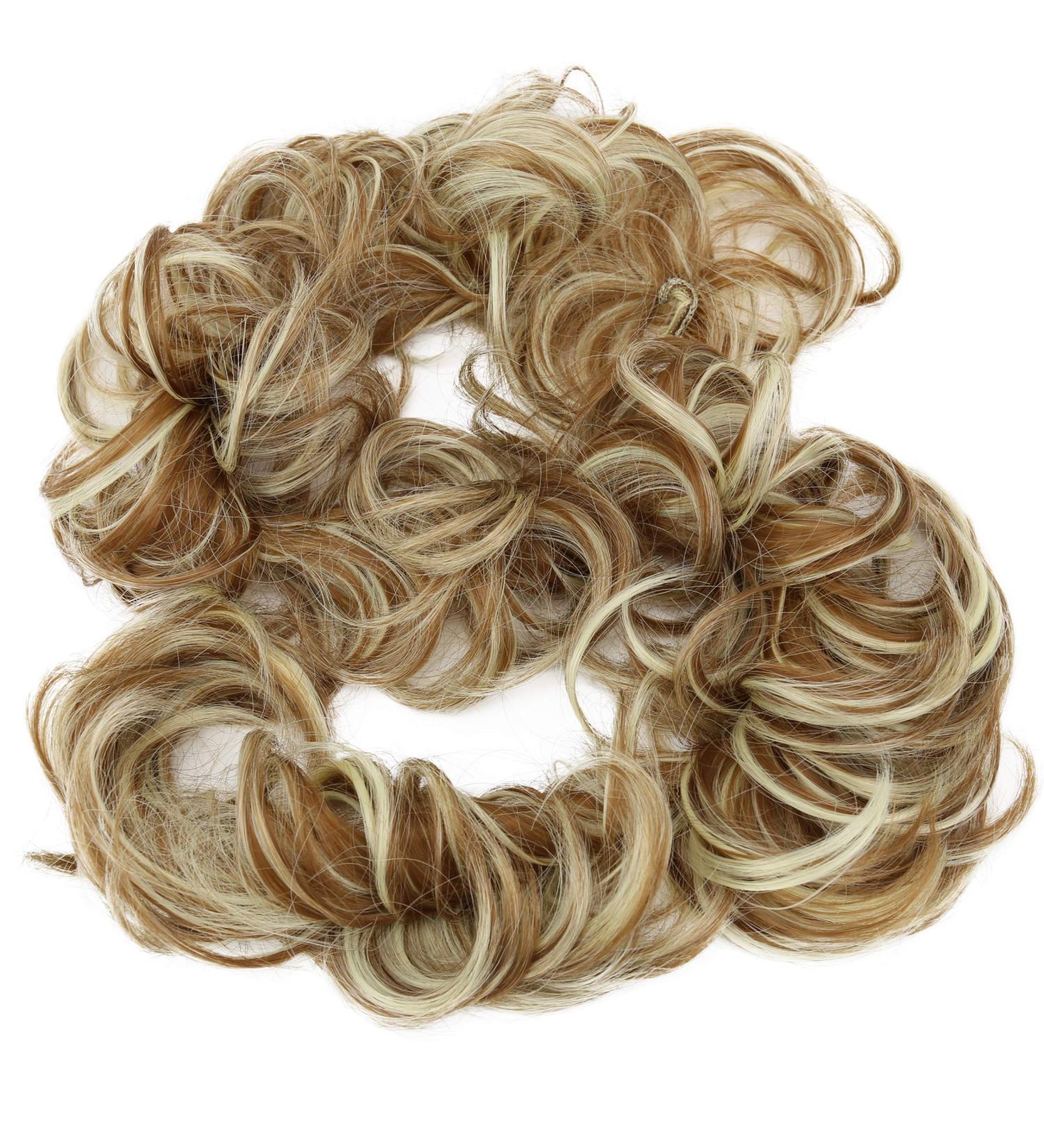 CAISHA XXL Voluminous Curly Messy Bun Hairpiece | Light Brown Blonde Mix #6H613 HW34 - Bridal Updo Hairstyle - Buy Online on GoSupps.com