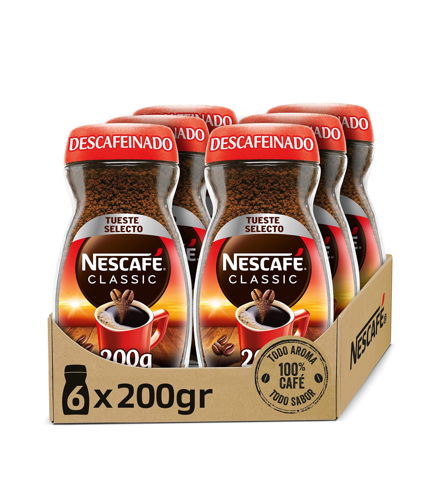  Nescafe NESCAF CLASSIC DECAF IN INE any aroma and flavor decaffeinated soluble coffee glass bottle Pack of 6 x 200g. - Buy Online on GoSupps.com