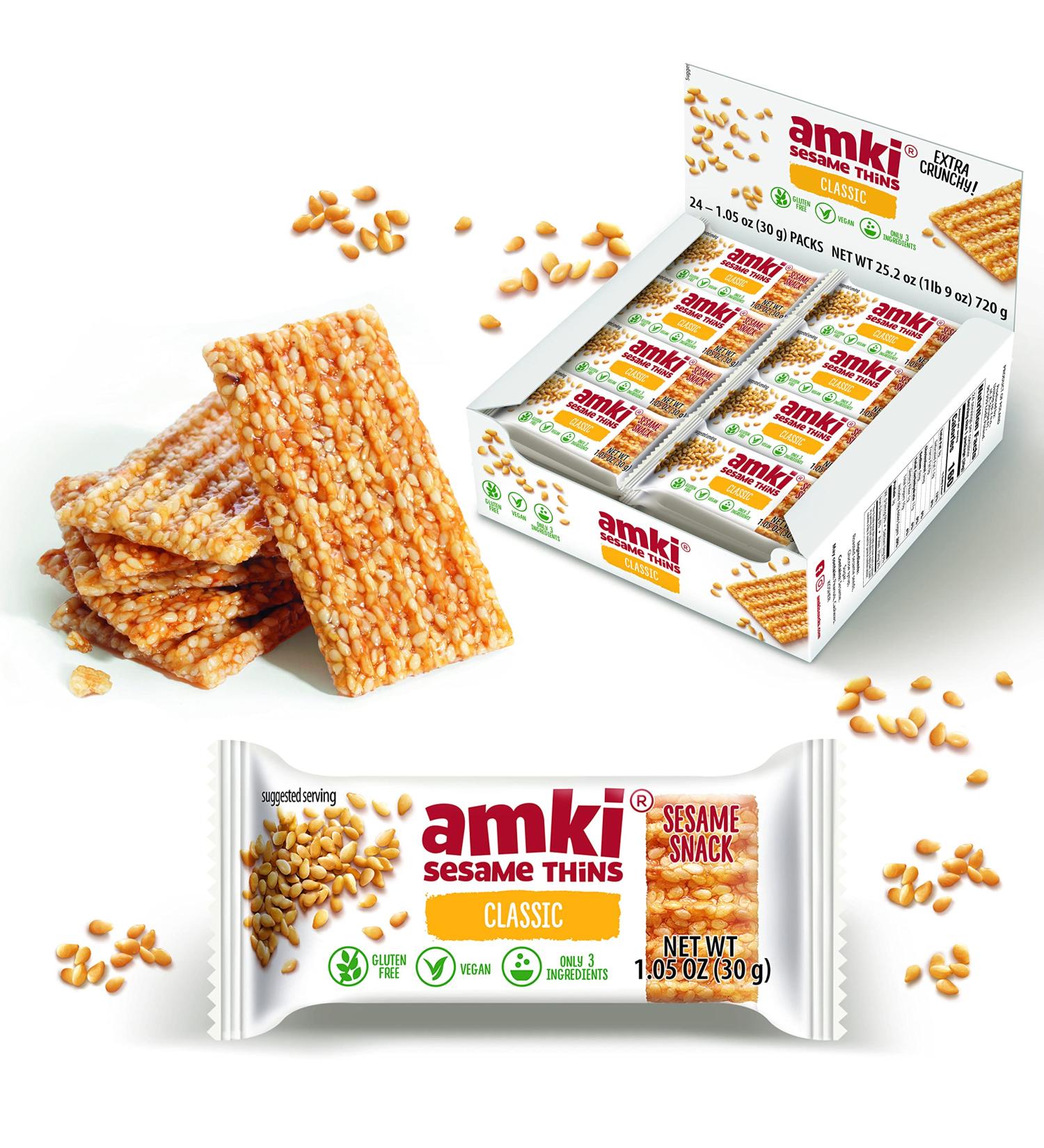 AMKI Sesame Thins Classic - Gluten Free Vegan Snack, 24 Pack 720g - Buy Online on GoSupps.com
