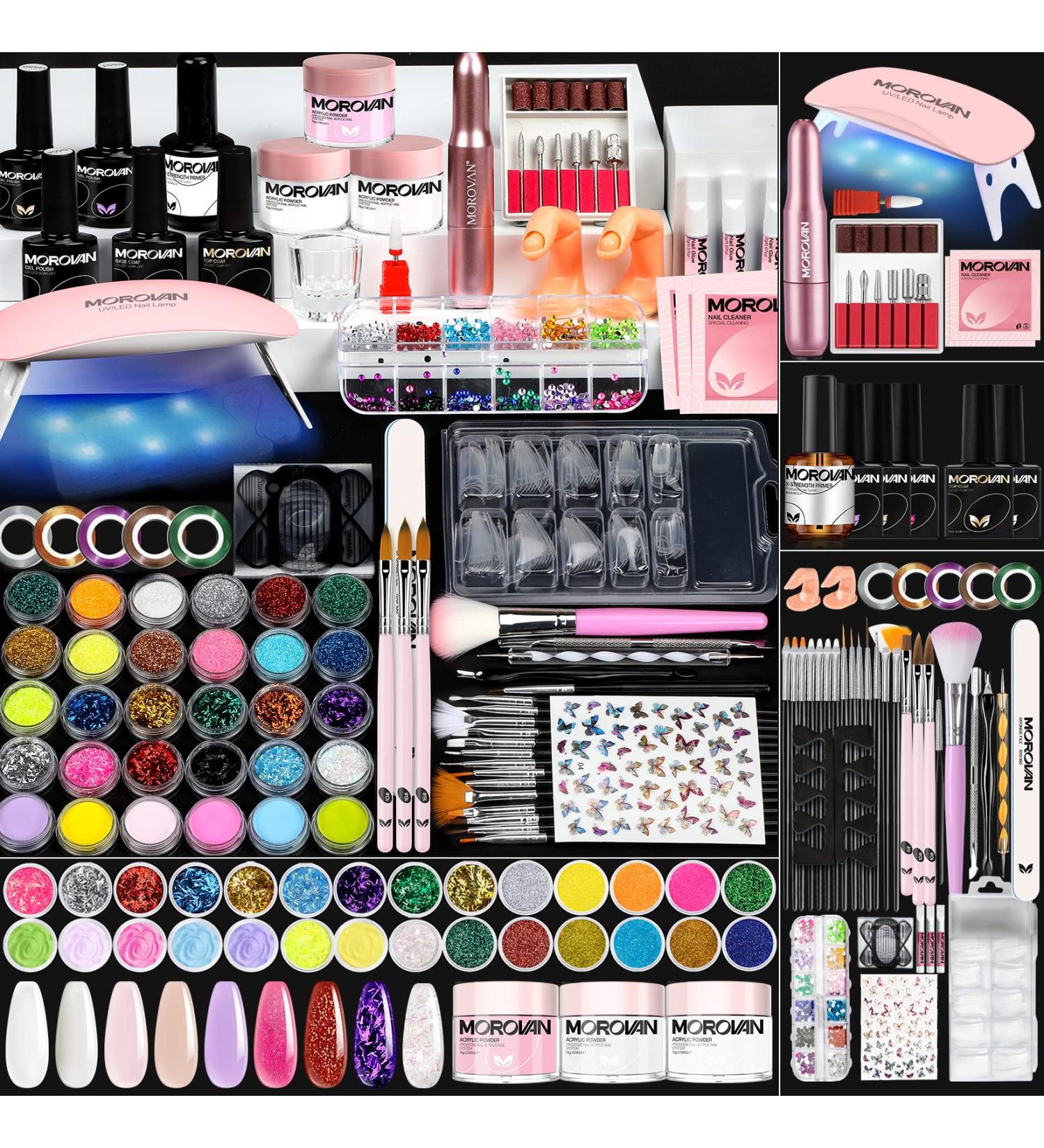 Morovan Acrylic Nail Kit with Drill - Complete Professional Set for Beginners - Glitter Acrylic Nails DIY Art - Salon-Quality Supplies - A-FOUR SEASON - Buy Online on GoSupps.com