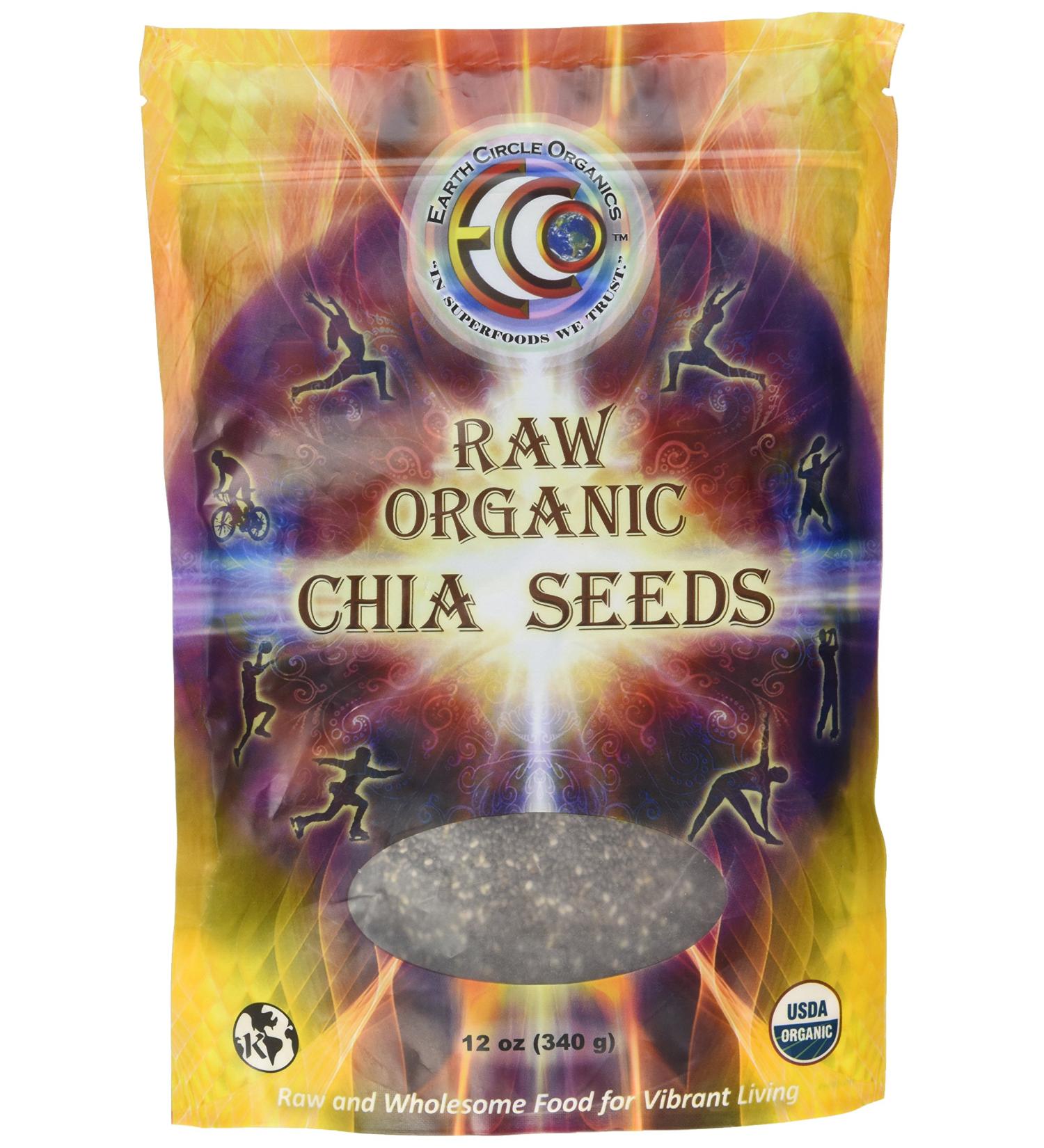 Earth Circle Organics Raw Organic Chia Seeds - 12 oz (340 g) | Nutrient-Packed Superfood - Buy Online on GoSupps.com