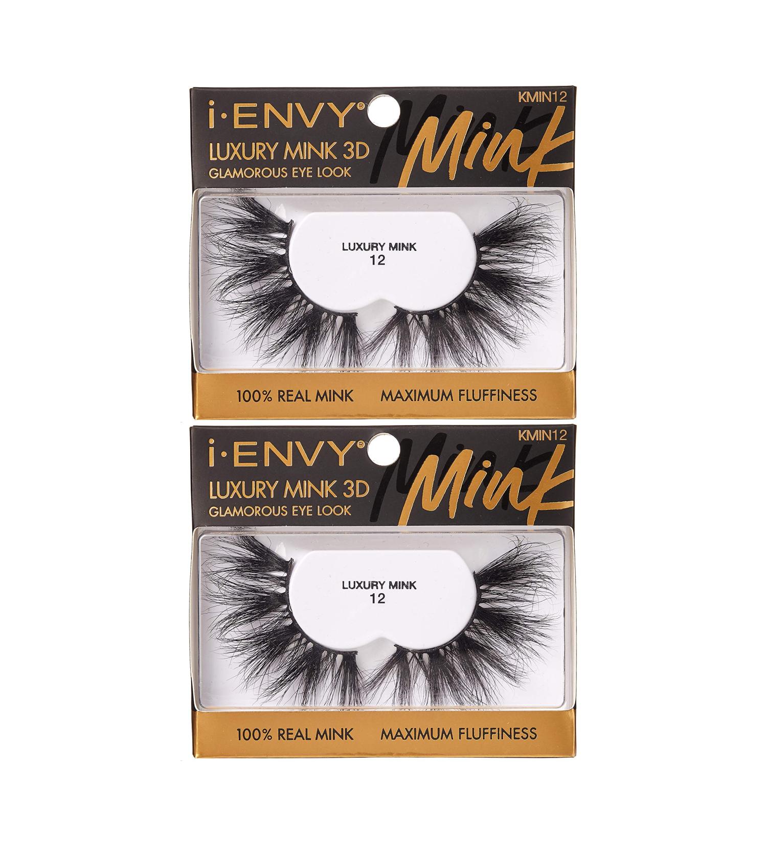 i-ENVY Luxury Mink Collection False Eyelashes - 100% Real Mink Glamorous 3D Multi-Curl Lashes (2 Pack) for Maximum Fluffiness - Shop Internationally - Buy Online on GoSupps.com