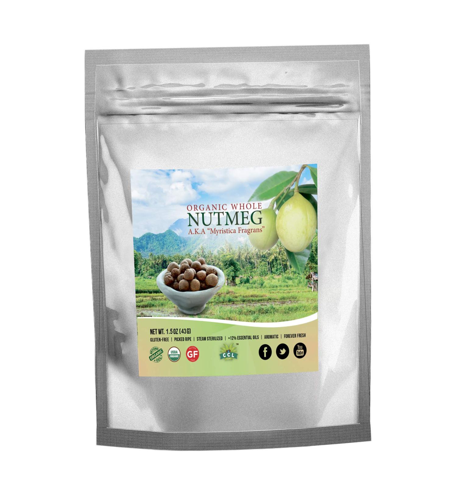 Organic Nutmeg Whole 1.5 oz - Premium Grade Fairtrade Spice | Freshly Harvested & Aromatic - Buy Online on GoSupps.com