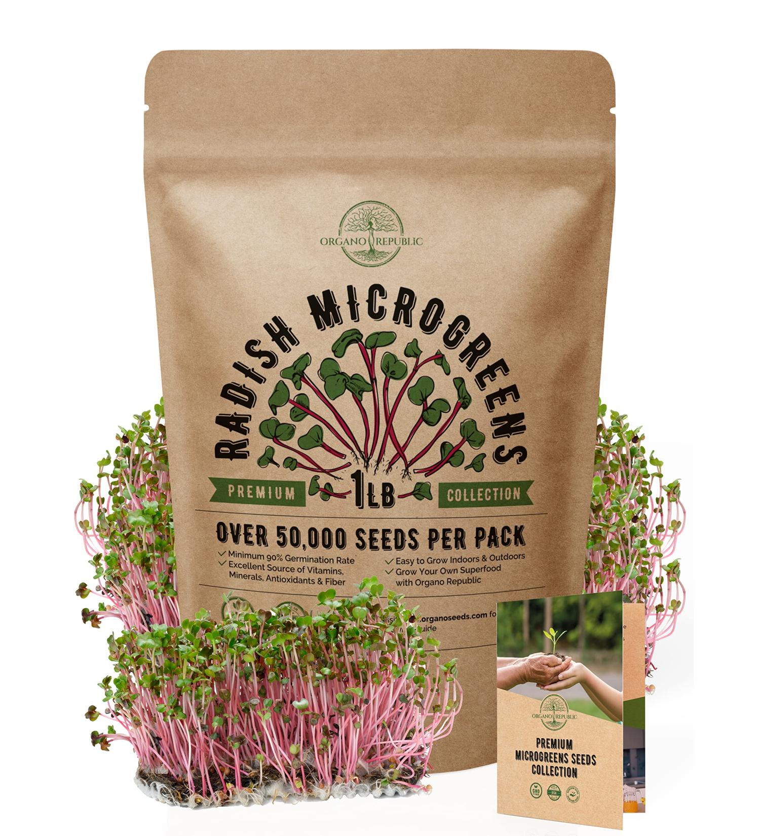 Radish Sprouting & Microgreens Seeds - Non-GMO Heirloom Sprout Seeds Kit | 1lb Bulk Resealable Bag for Planting Microgreens in Soil or Hydroponic Systems - Buy Online on GoSupps.com