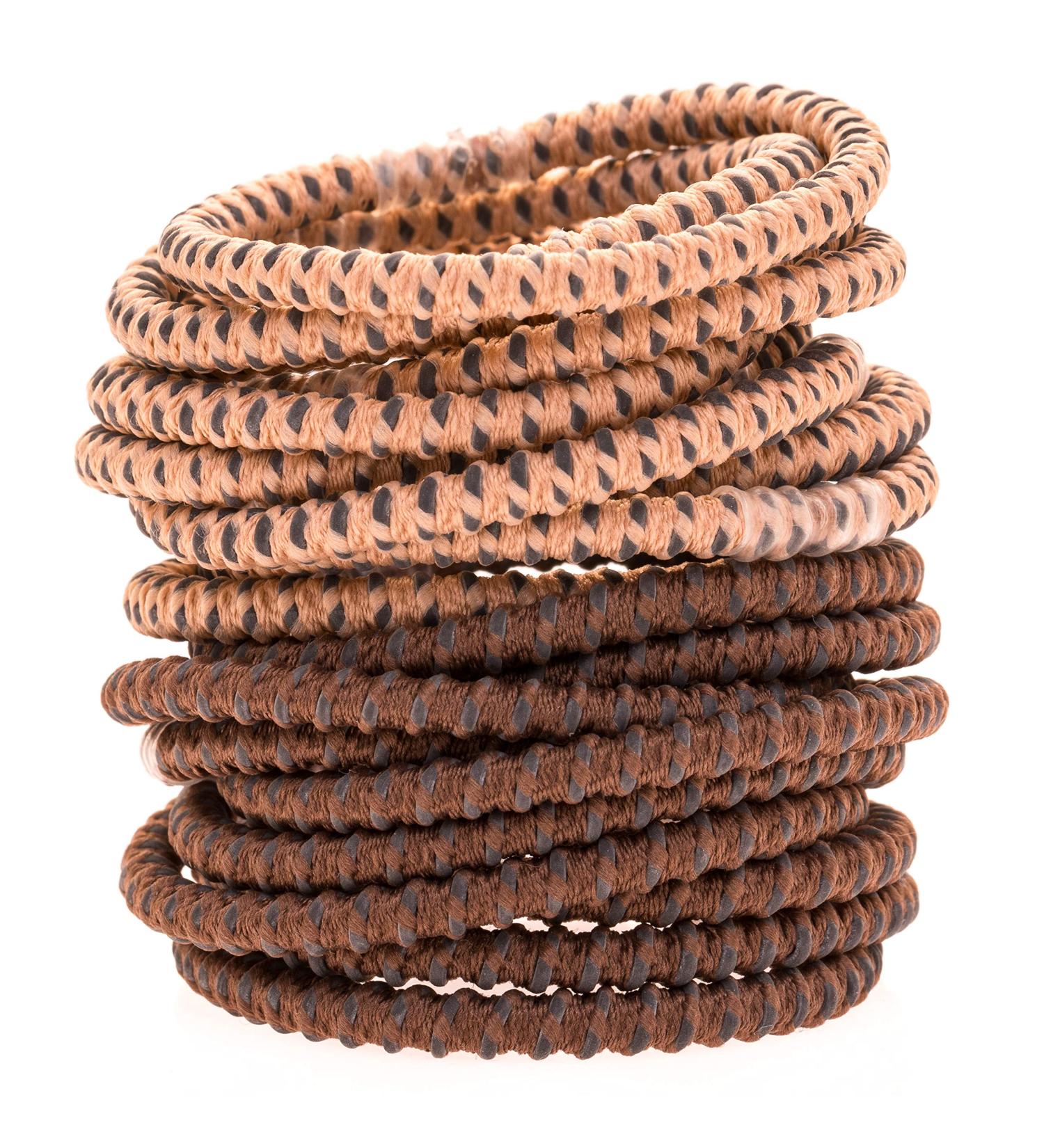 18 Pcs Slide Proof Brown Hair Ties with Rubber Grip | No Slip Elastic Hair Ties for Thick Hair | Men & Women | Slideproof Braided Ponytail Holders - Buy Online on GoSupps.com