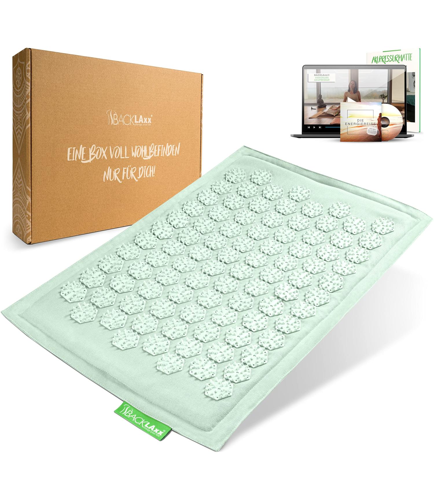 Backlaxx Acupressure Mat for Feet - Ultimate Foot Reflexology & Massage Mat for Back Neck & Shoulders - Relax with Nail Board & Fastening Tape - International Shipping Available - Buy Online on GoSupps.com