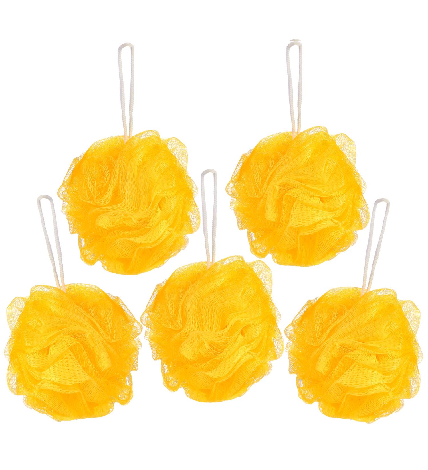 BRUBAKER Cosmetics - 5x Yellow Peeling & Massage Bath Sponges with Hanger | International Shipping Available - Buy Online on GoSupps.com