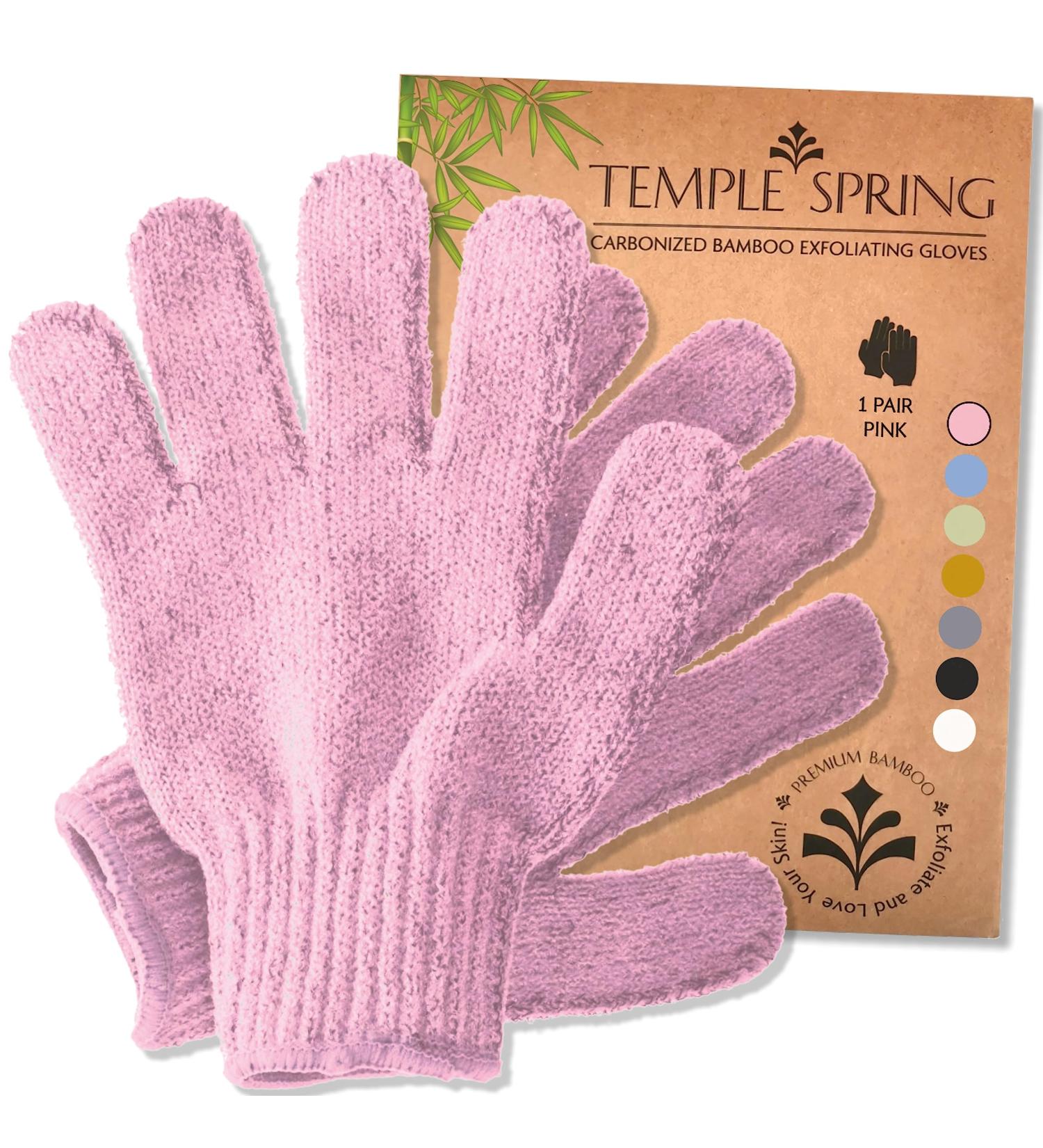 Bamboo Exfoliating Gloves - Pink, Eco-Friendly Bath Mitts for Ingrown Hair and Dead Skin Removal - Buy Online on GoSupps.com