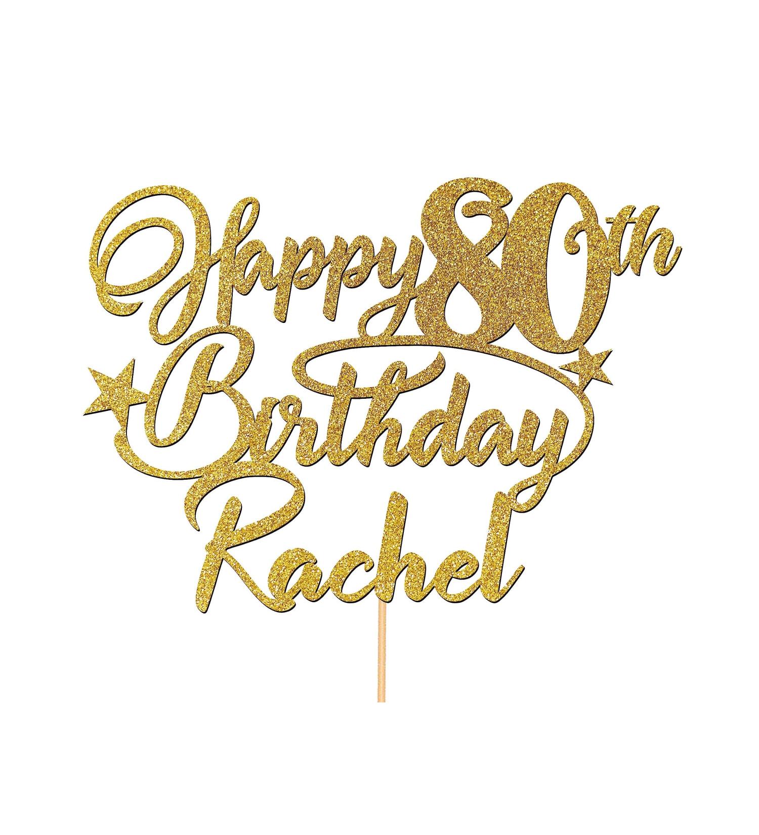 80th Birthday Cake Topper Personalised Name Cake Decorations For Her Him Mum Dad Stars Any Age 50th 60th 65th 70th - CT3 - Buy Online on GoSupps.com