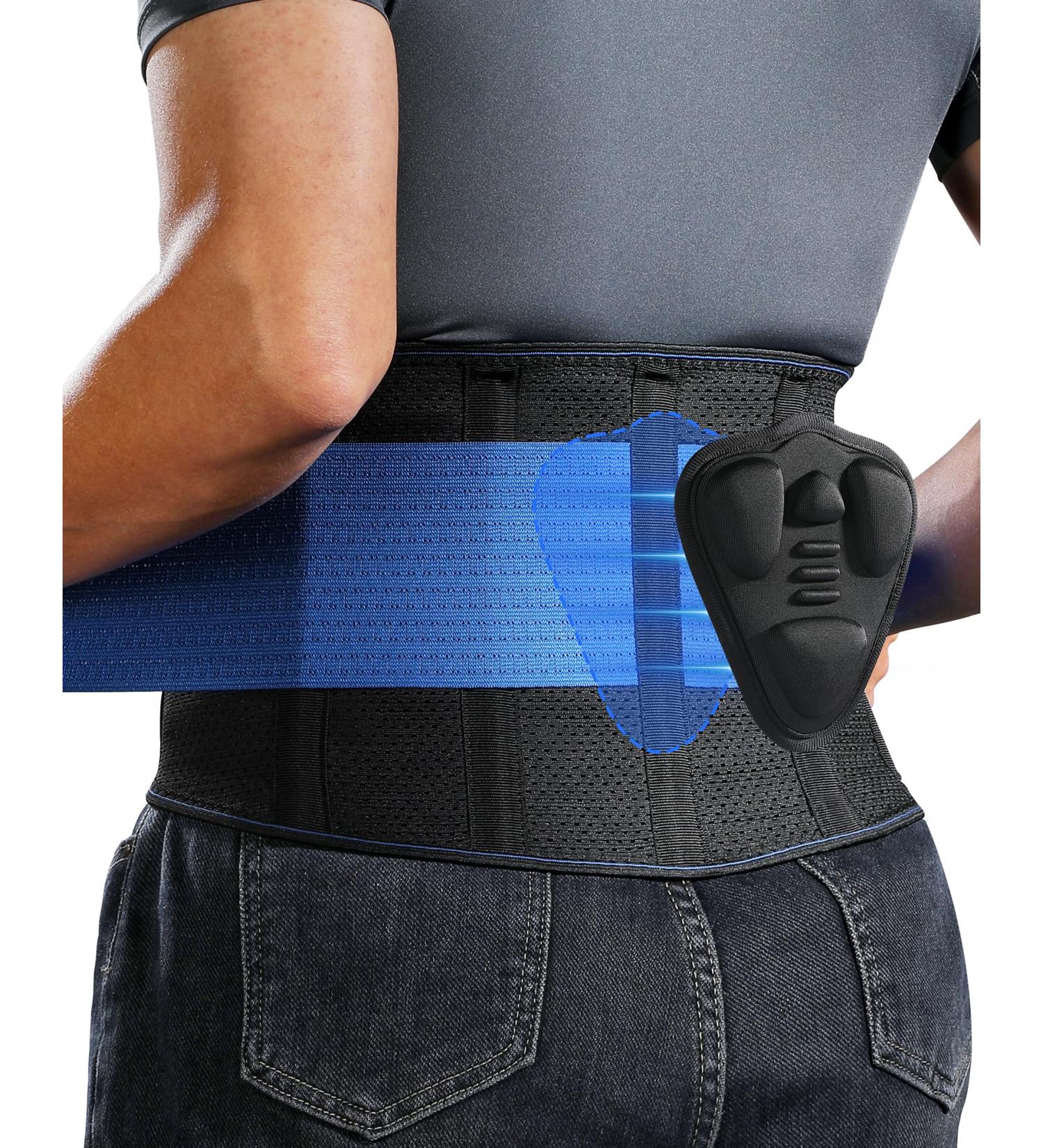 Fitomo Lower Back Support Brace for Men Women - 3D Lumbar Pad, Ultra-thin Mesh Fabric, Posture Work, Heavy Lifting, Sciatica Relief - Blue - Buy Online on GoSupps.com