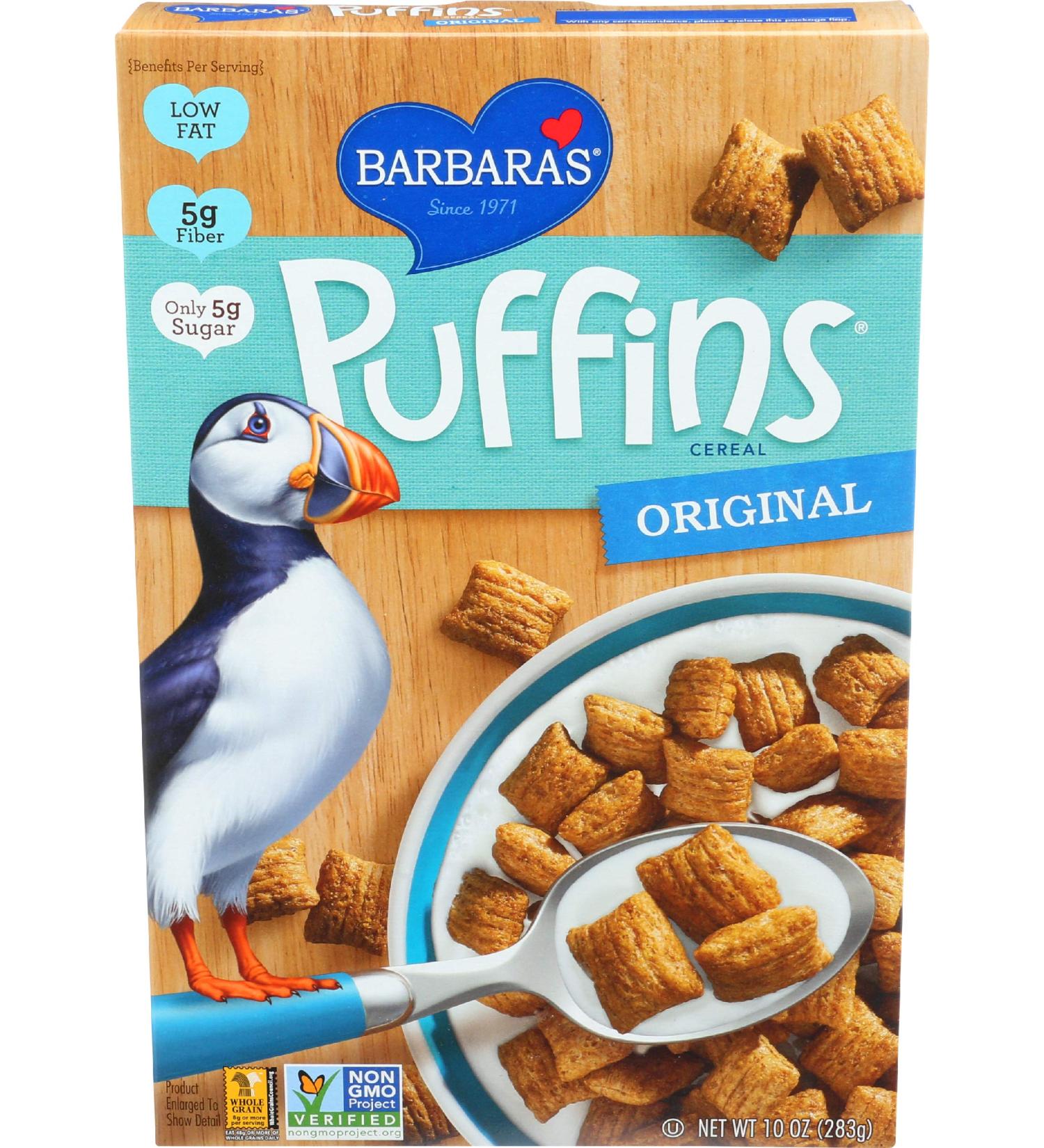 Barbaras Bakery Cereal Puffins Original - 10 oz | Healthy Breakfast Cereal - Buy Online on GoSupps.com
