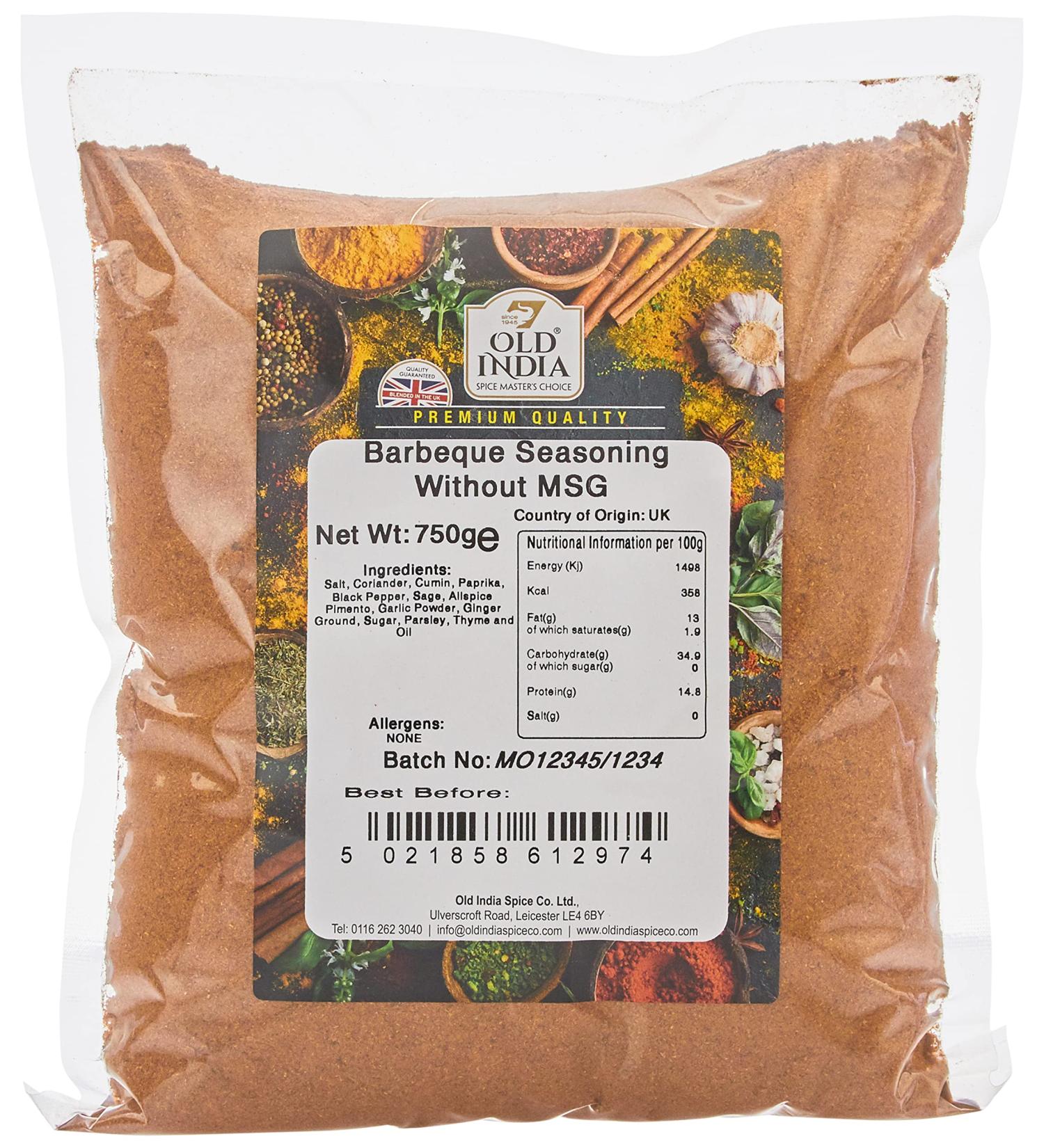 Old India Barbeque Seasoning Without MSG 750g 750 g - Buy Online on GoSupps.com